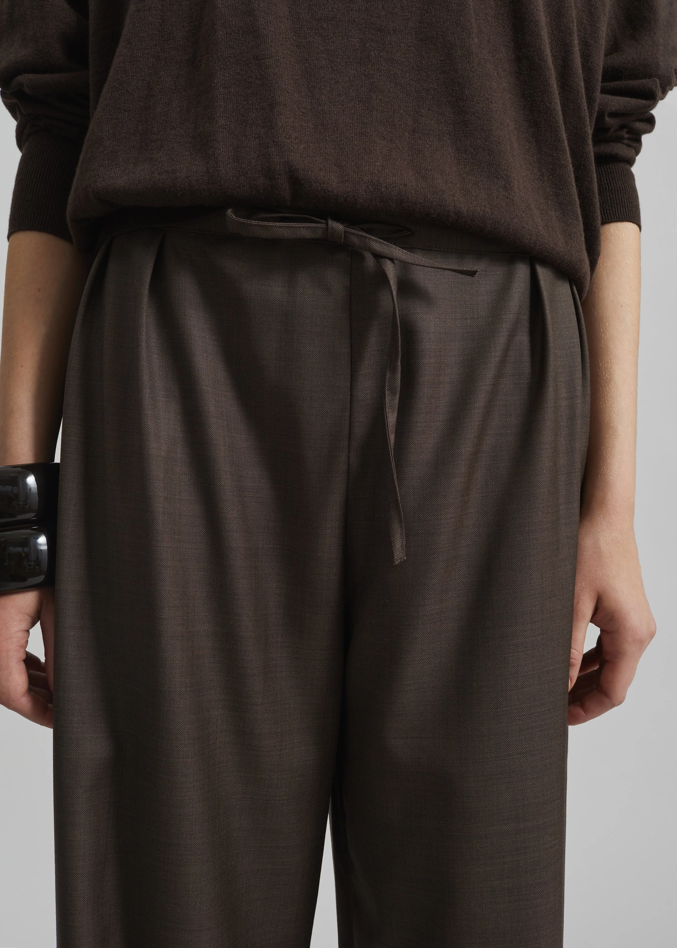 Loulou de Saison Cove LDS Wide Pants - Brown Melange sold by Frankie Shop product image thumbnail 5