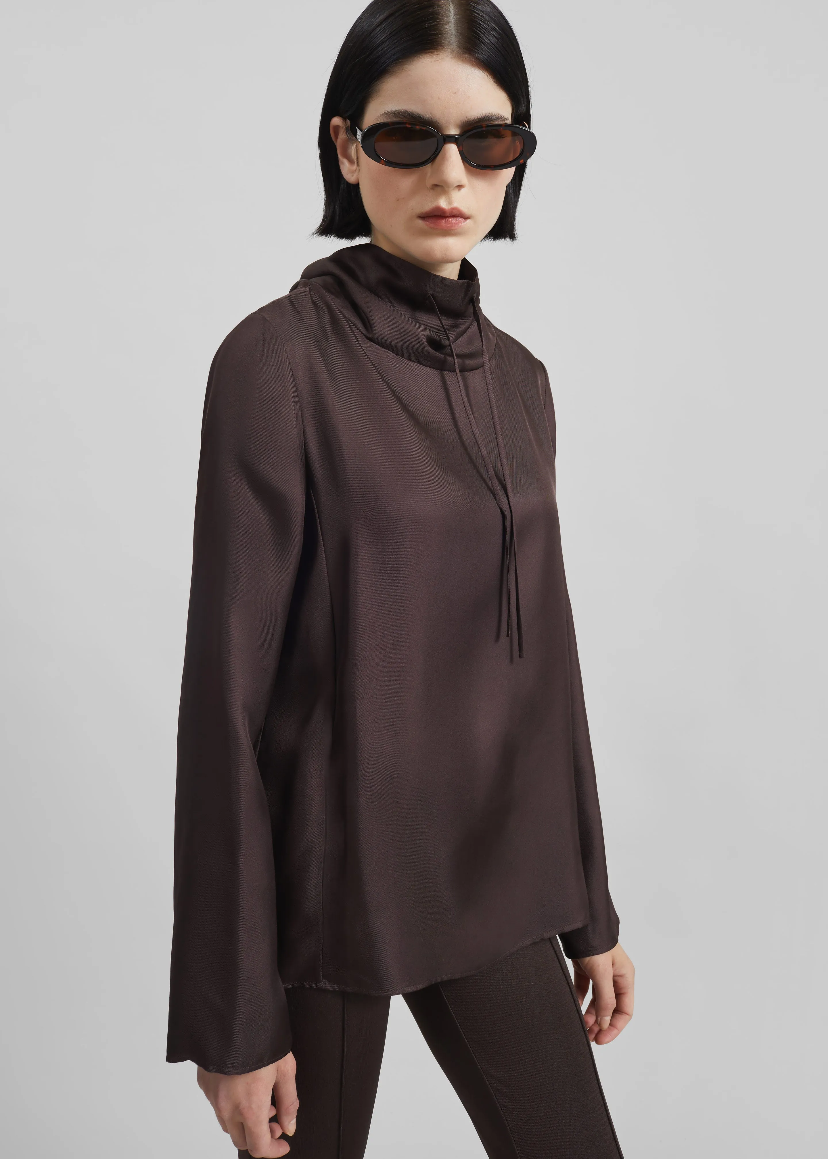 Loulou de Saison Cyna Silk Top - Brown sold by Frankie Shop product image thumbnail 3