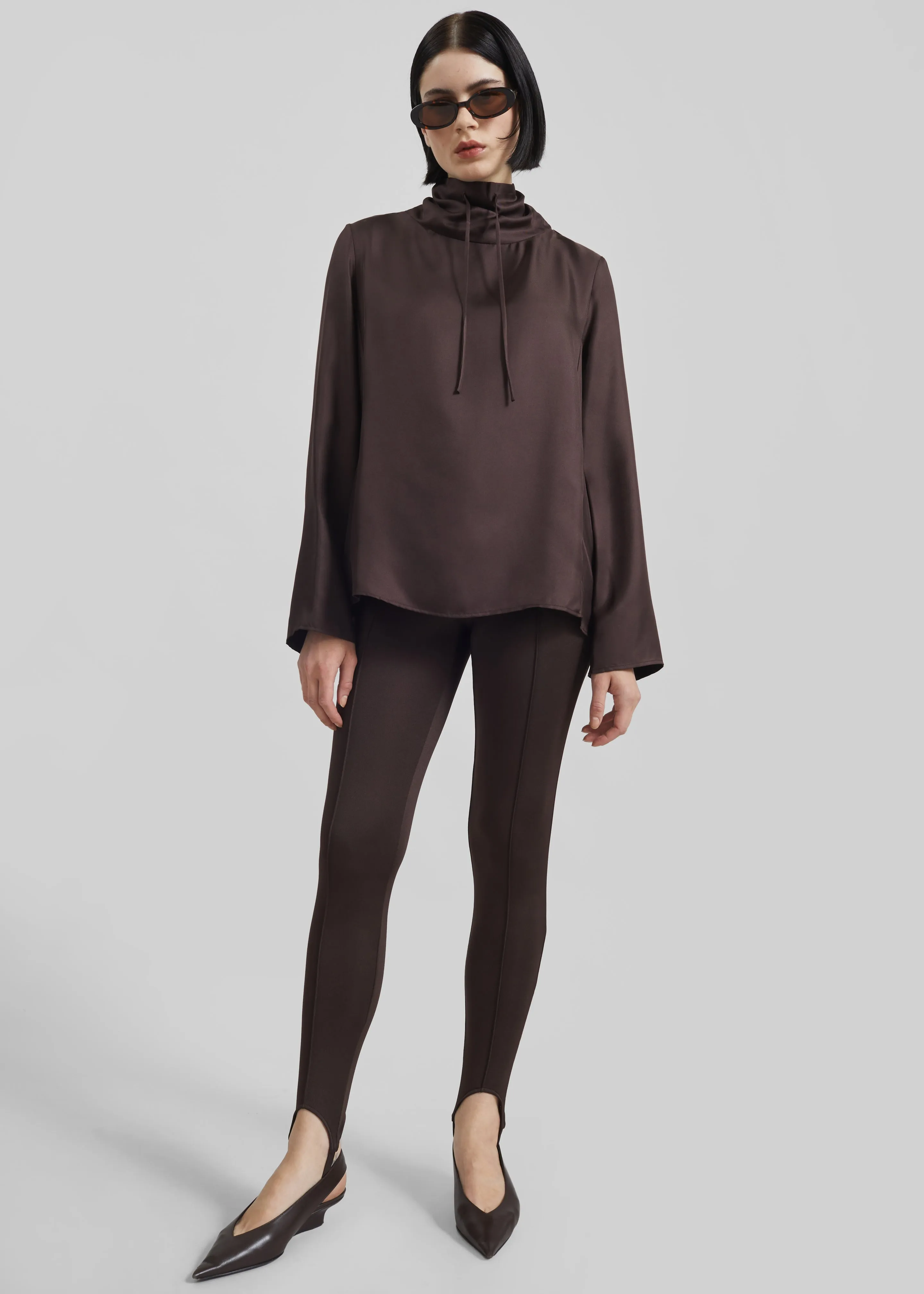 Loulou de Saison Cyna Silk Top - Brown sold by Frankie Shop product image thumbnail 4