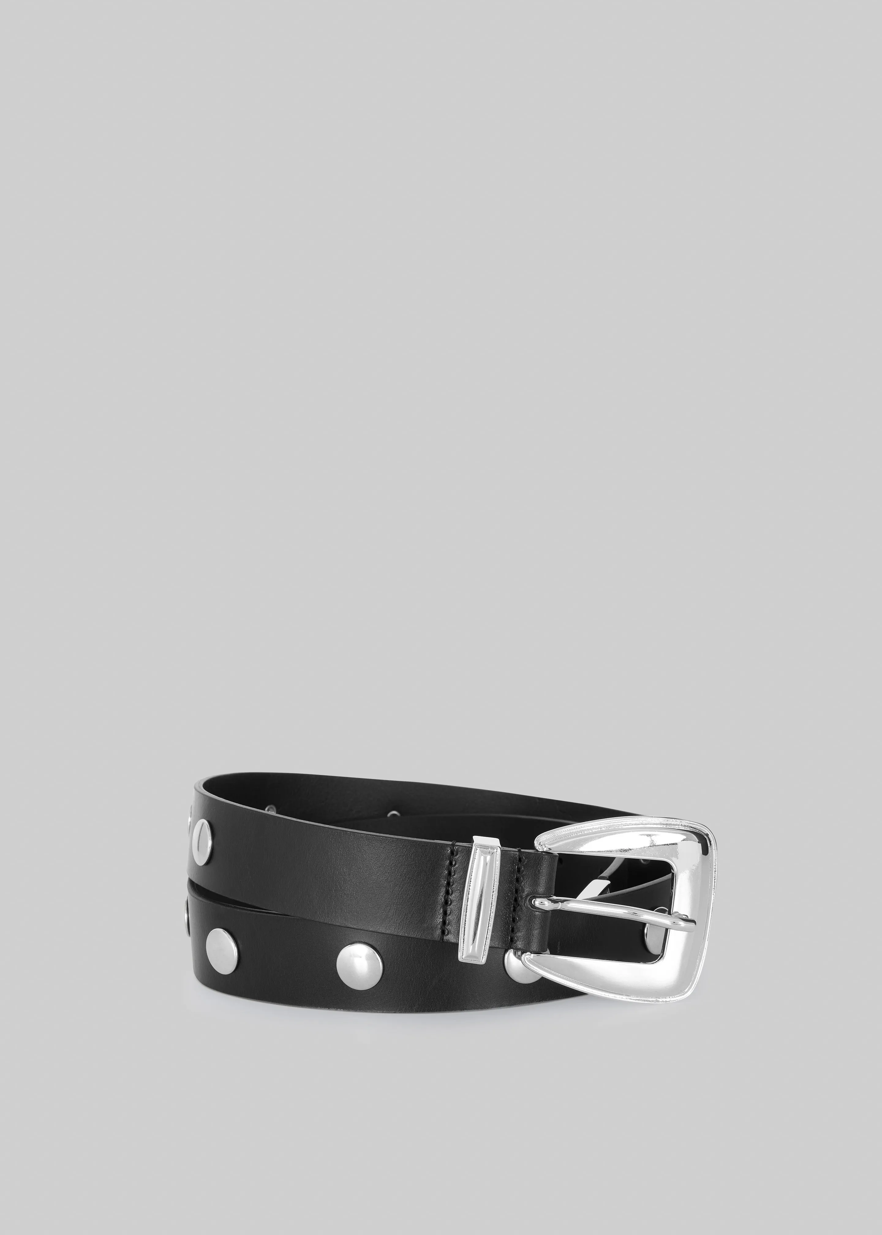 Perth Studded Leather Belt - Black/Silver sold by Frankie Shop
