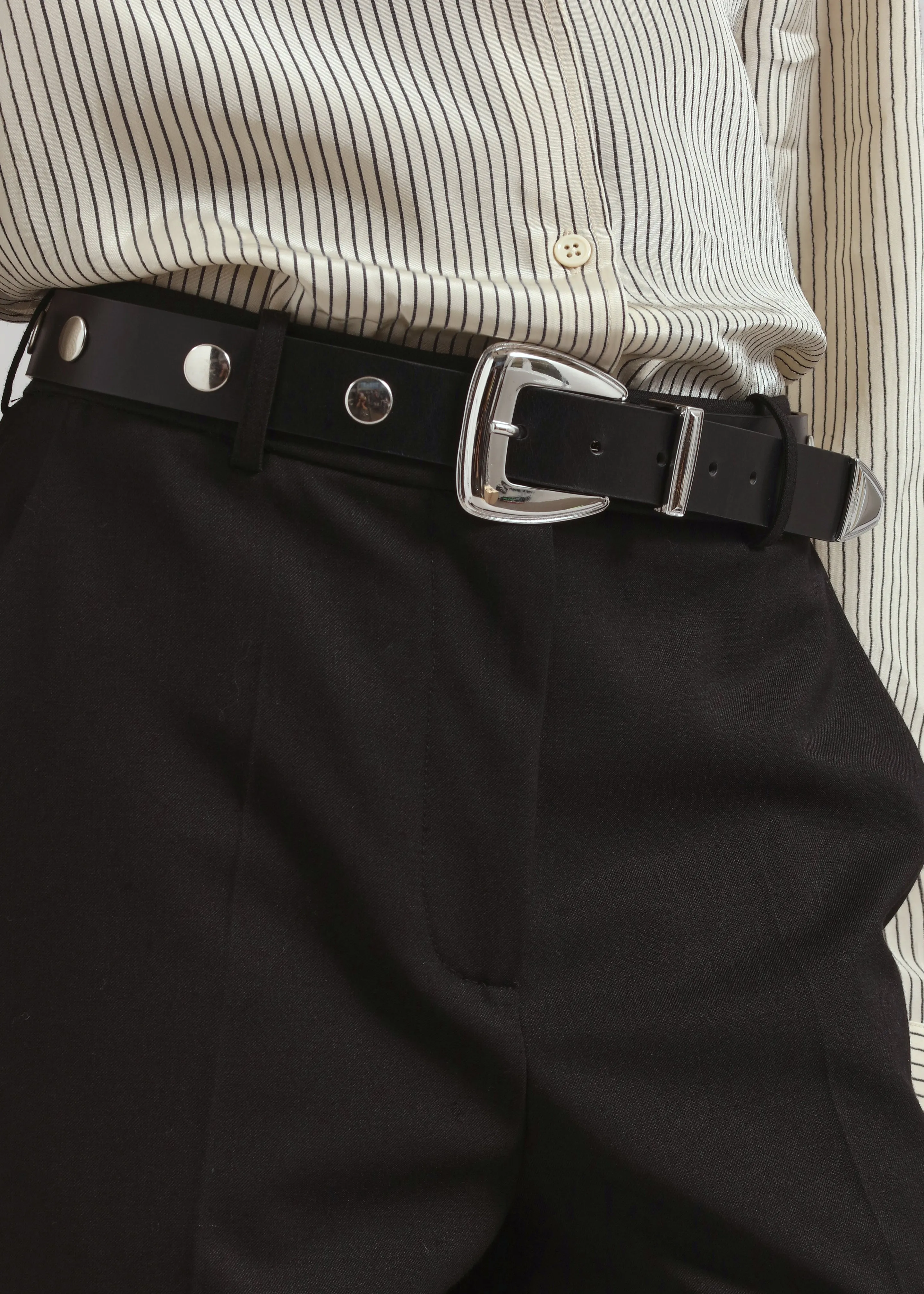 Perth Studded Leather Belt - Black/Silver sold by Frankie Shop product image thumbnail 2