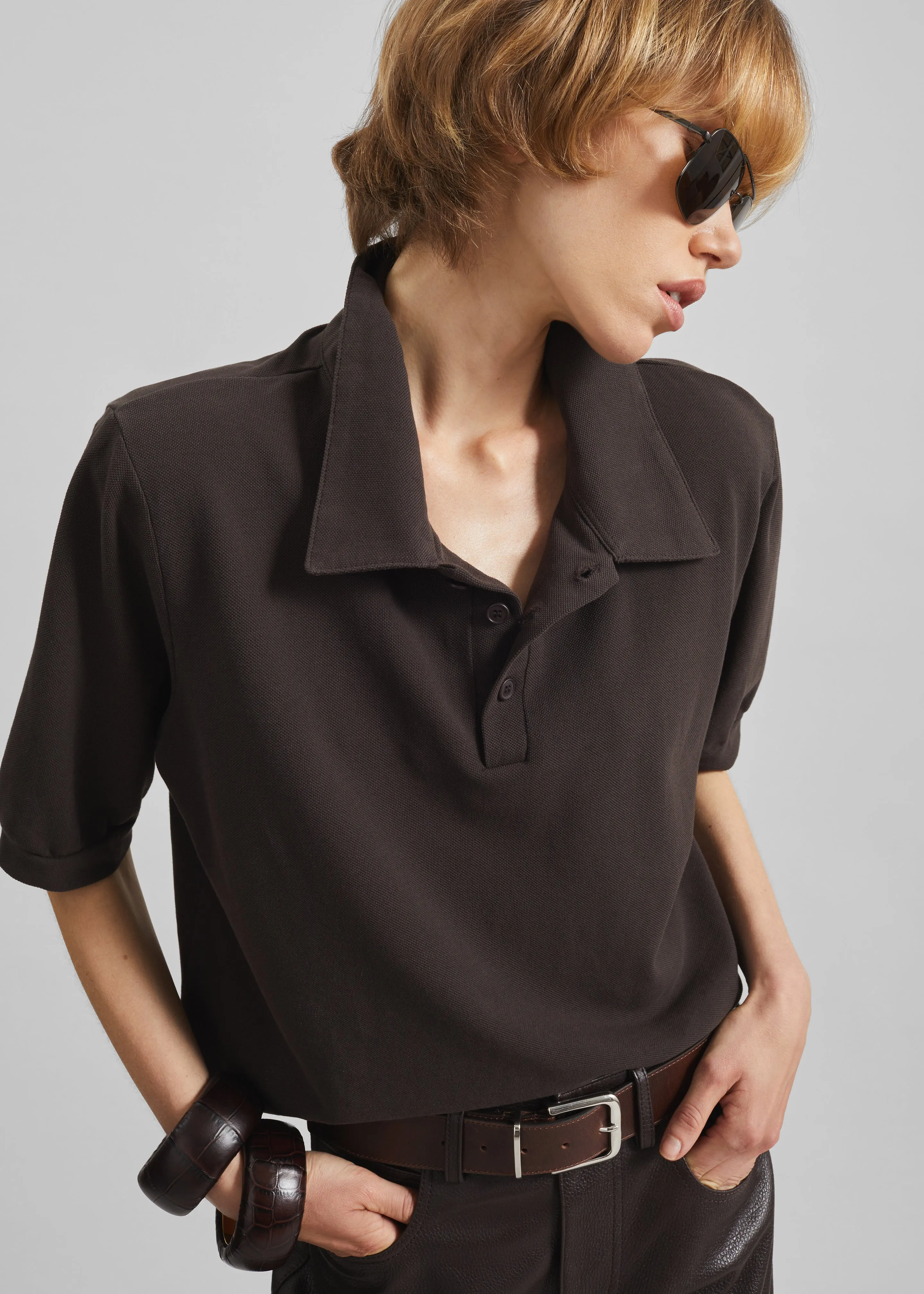 Dahlia Padded Polo - Brown sold by Frankie Shop product image thumbnail 4