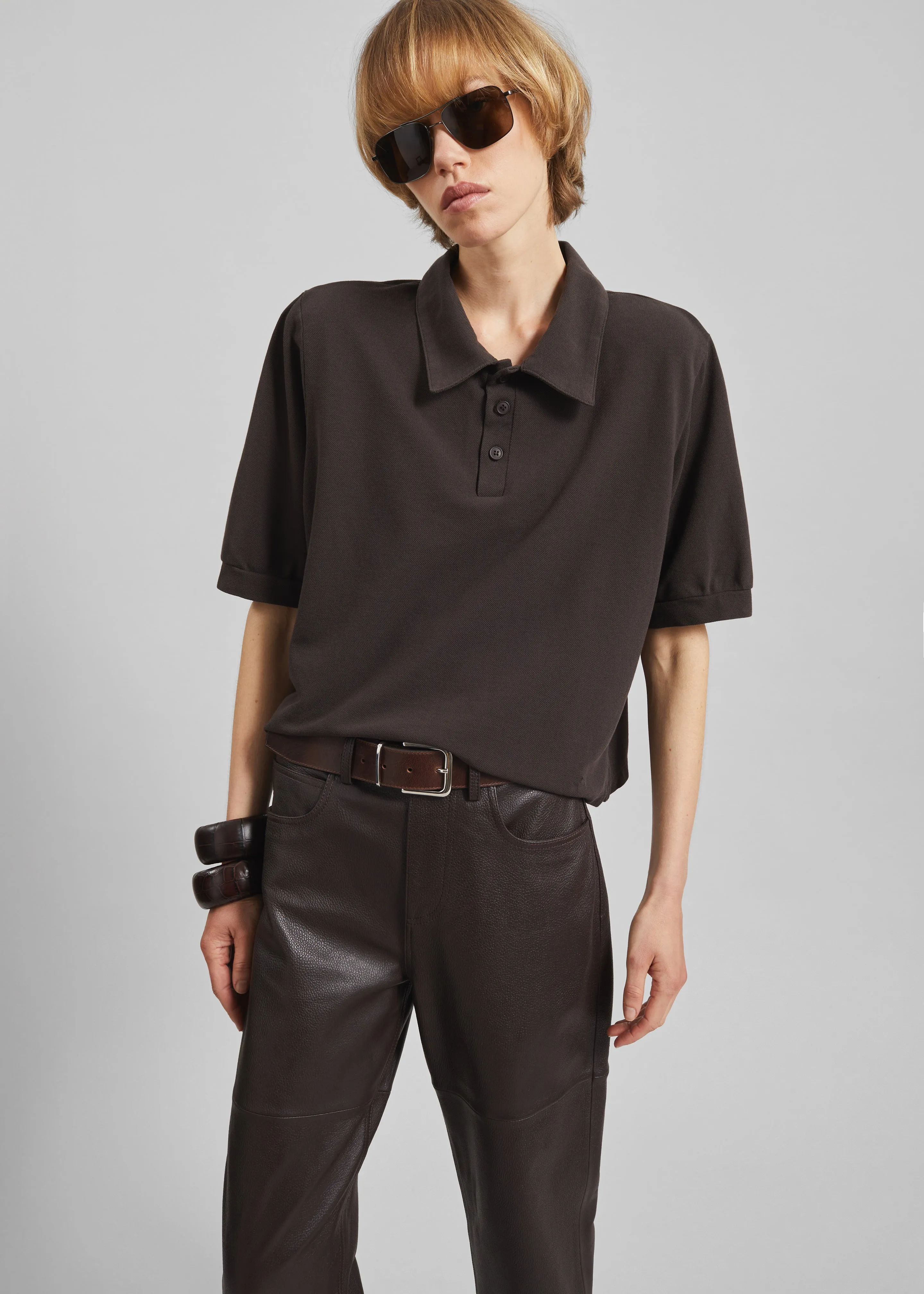 Dahlia Padded Polo - Brown sold by Frankie Shop