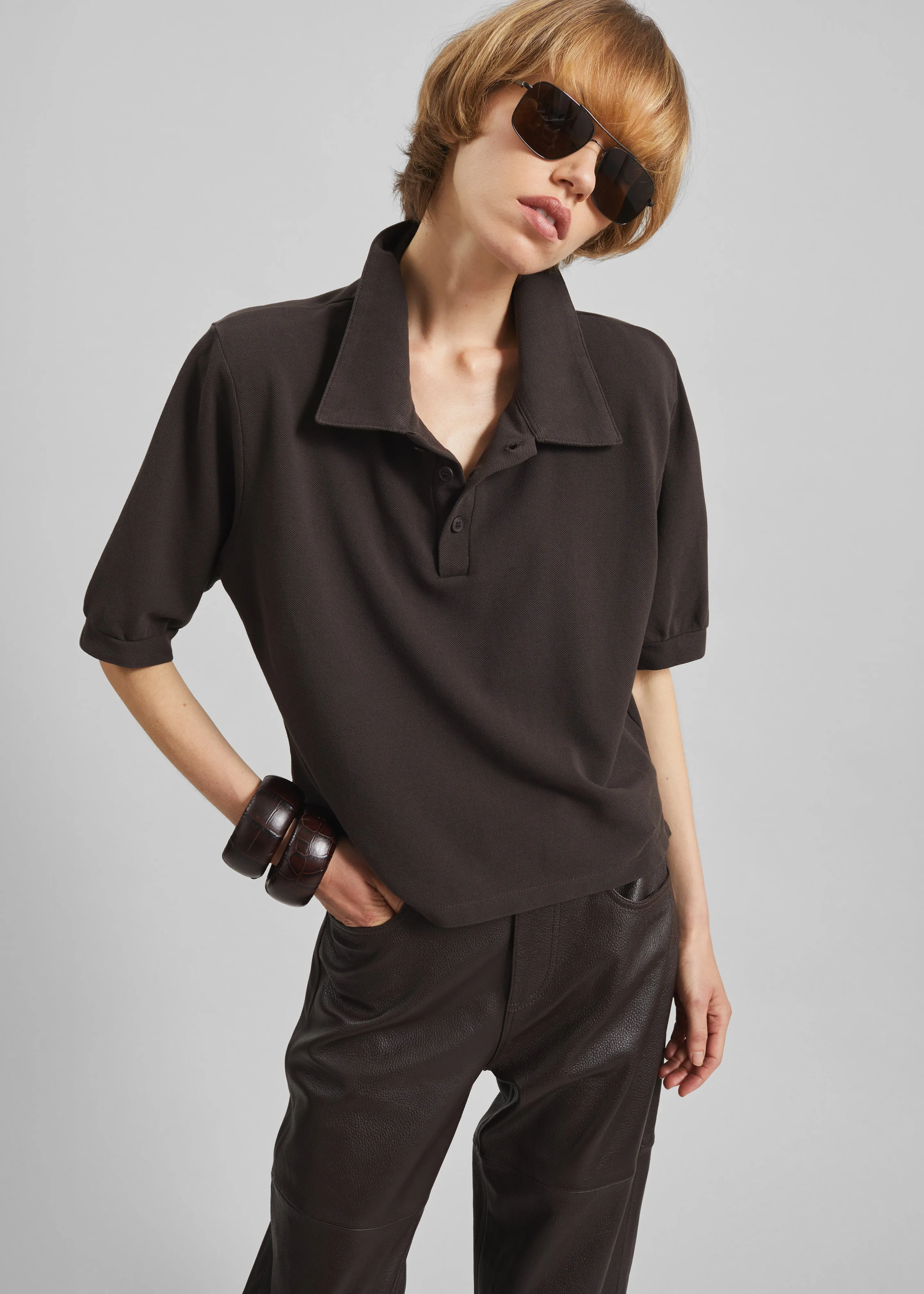 Dahlia Padded Polo - Brown sold by Frankie Shop product image thumbnail 2