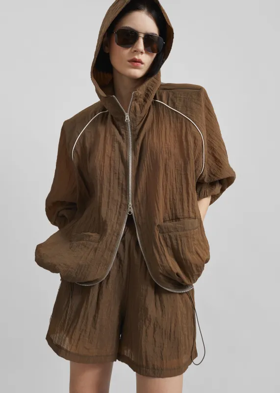 Rewa Padded Sheer Jacket - Brown sold by Frankie Shop