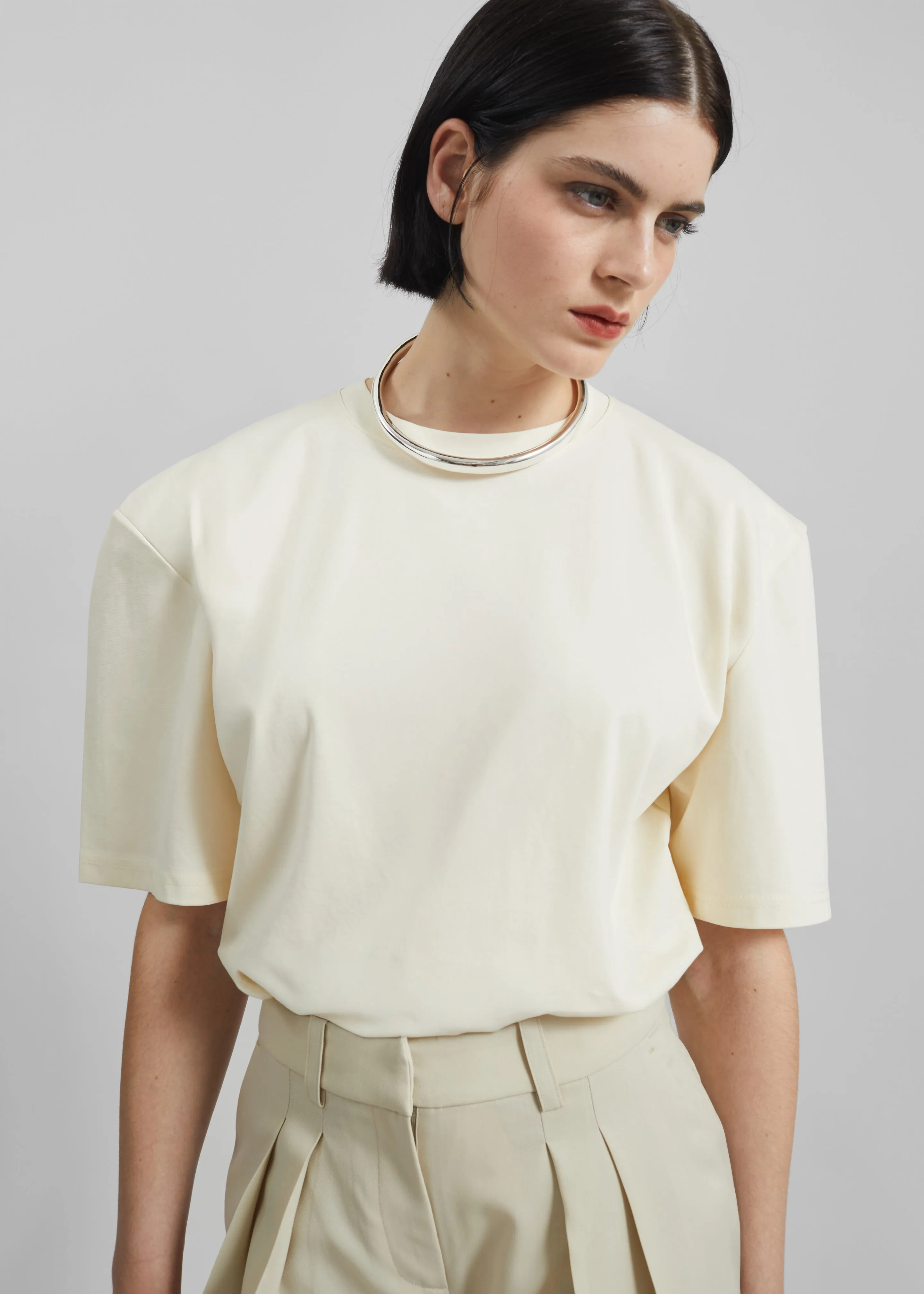 Laval Sculpted Sleeve T-Shirt - Cream sold by Frankie Shop product image thumbnail 3