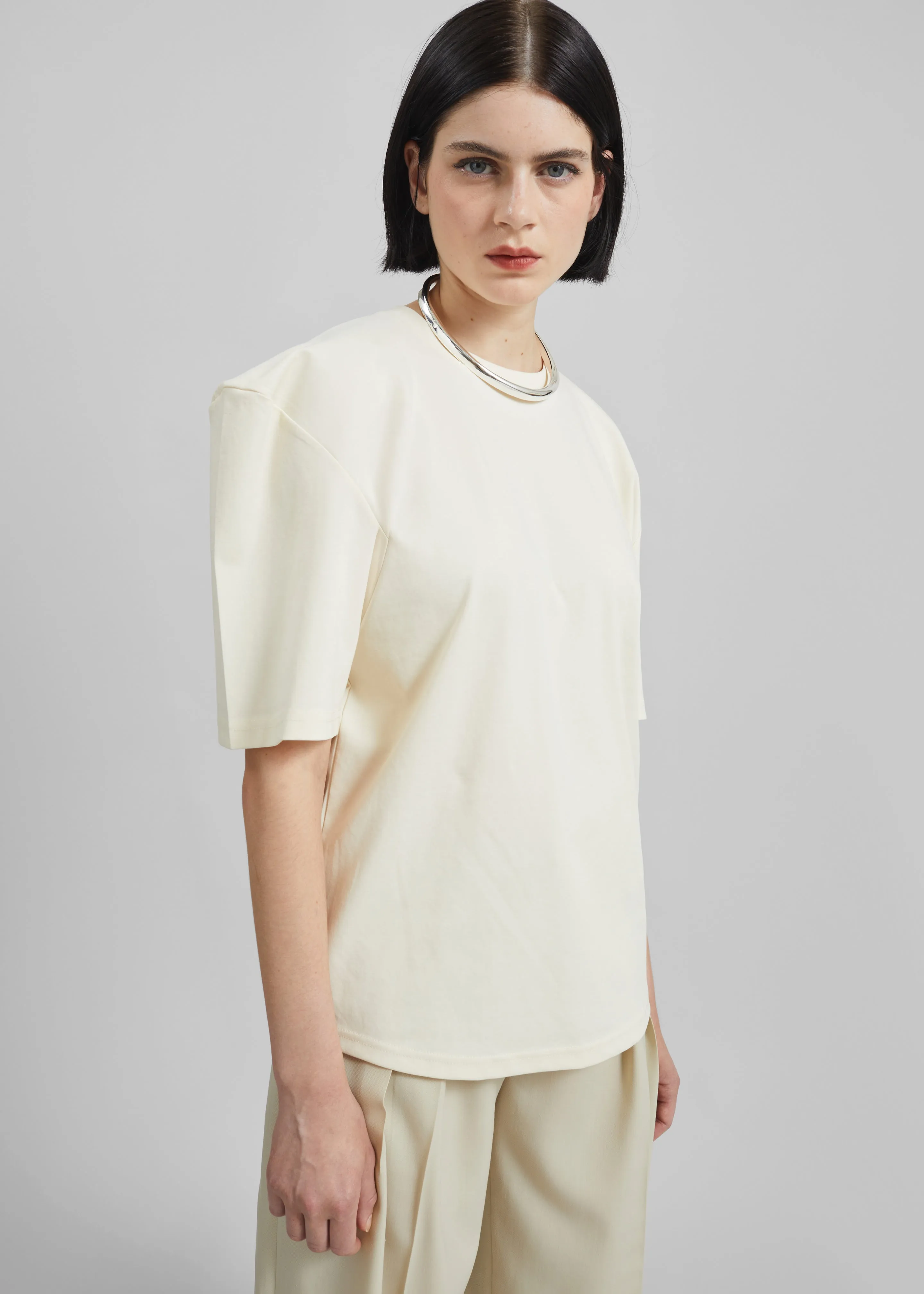 Laval Sculpted Sleeve T-Shirt - Cream sold by Frankie Shop product image thumbnail 2
