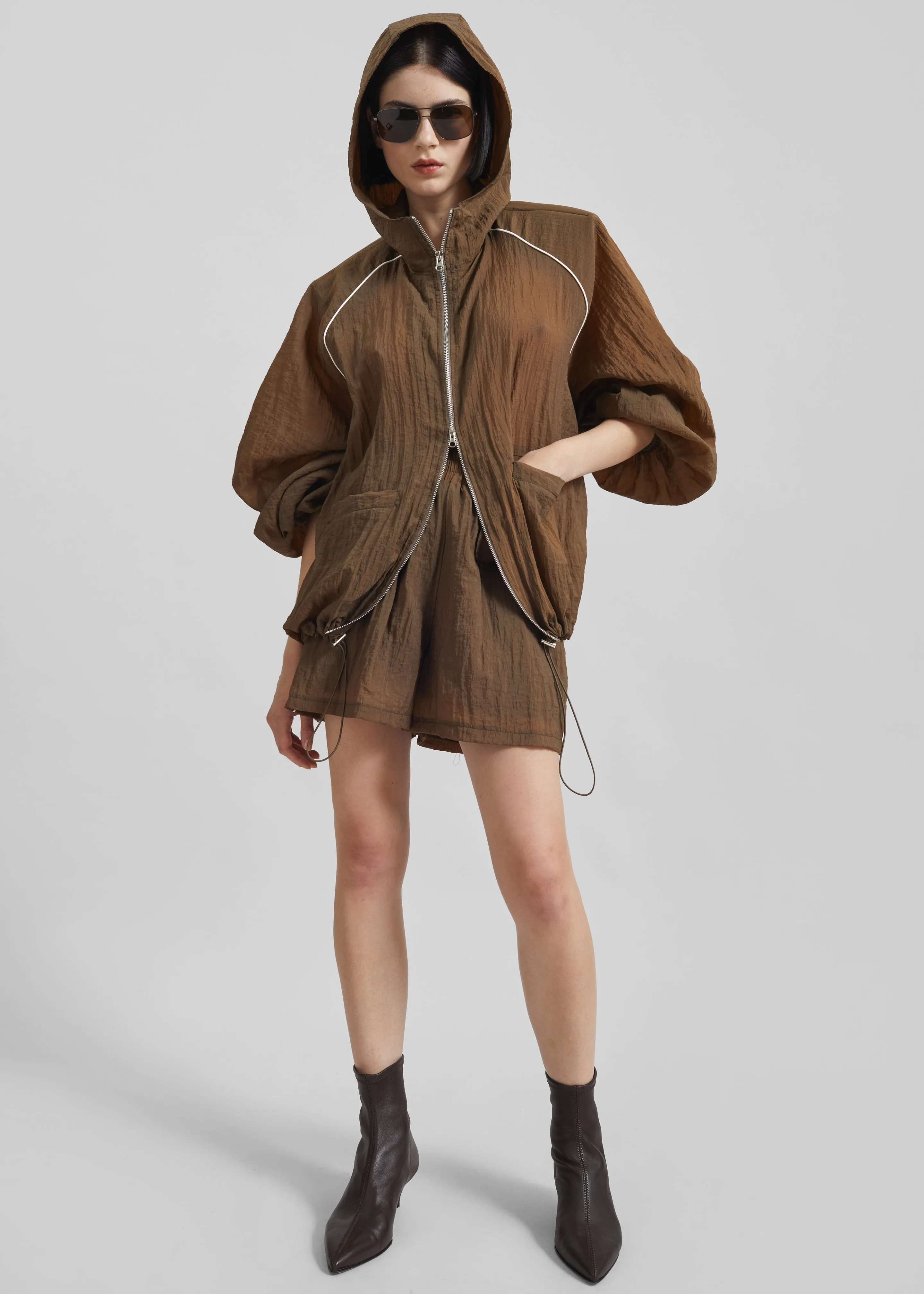 Rewa Sheer Shorts - Brown sold by Frankie Shop product image thumbnail 4