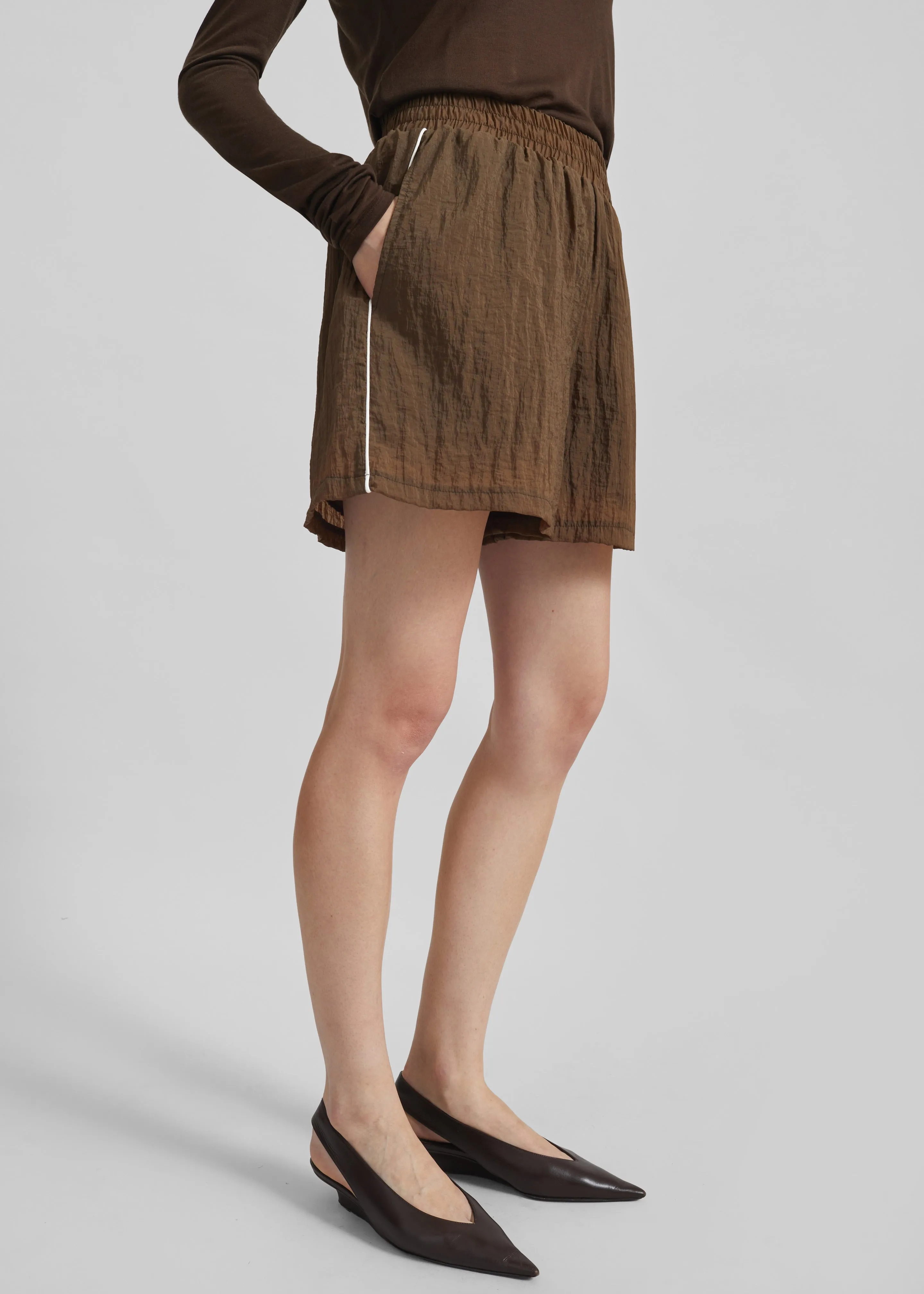 Rewa Sheer Shorts - Brown sold by Frankie Shop