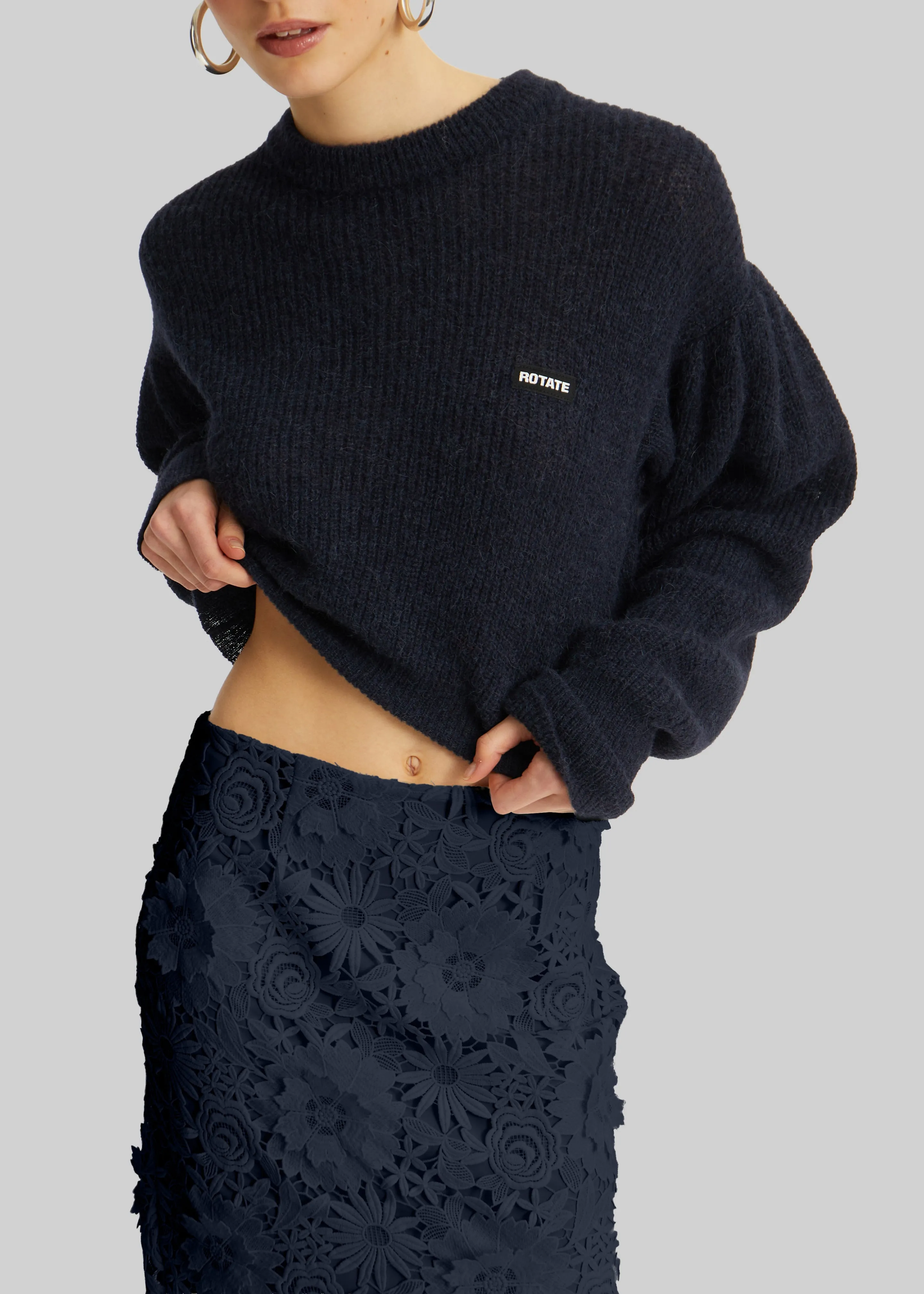 Rotate Knit Puff Crewneck - Navy Blazer sold by Frankie Shop product image thumbnail 2