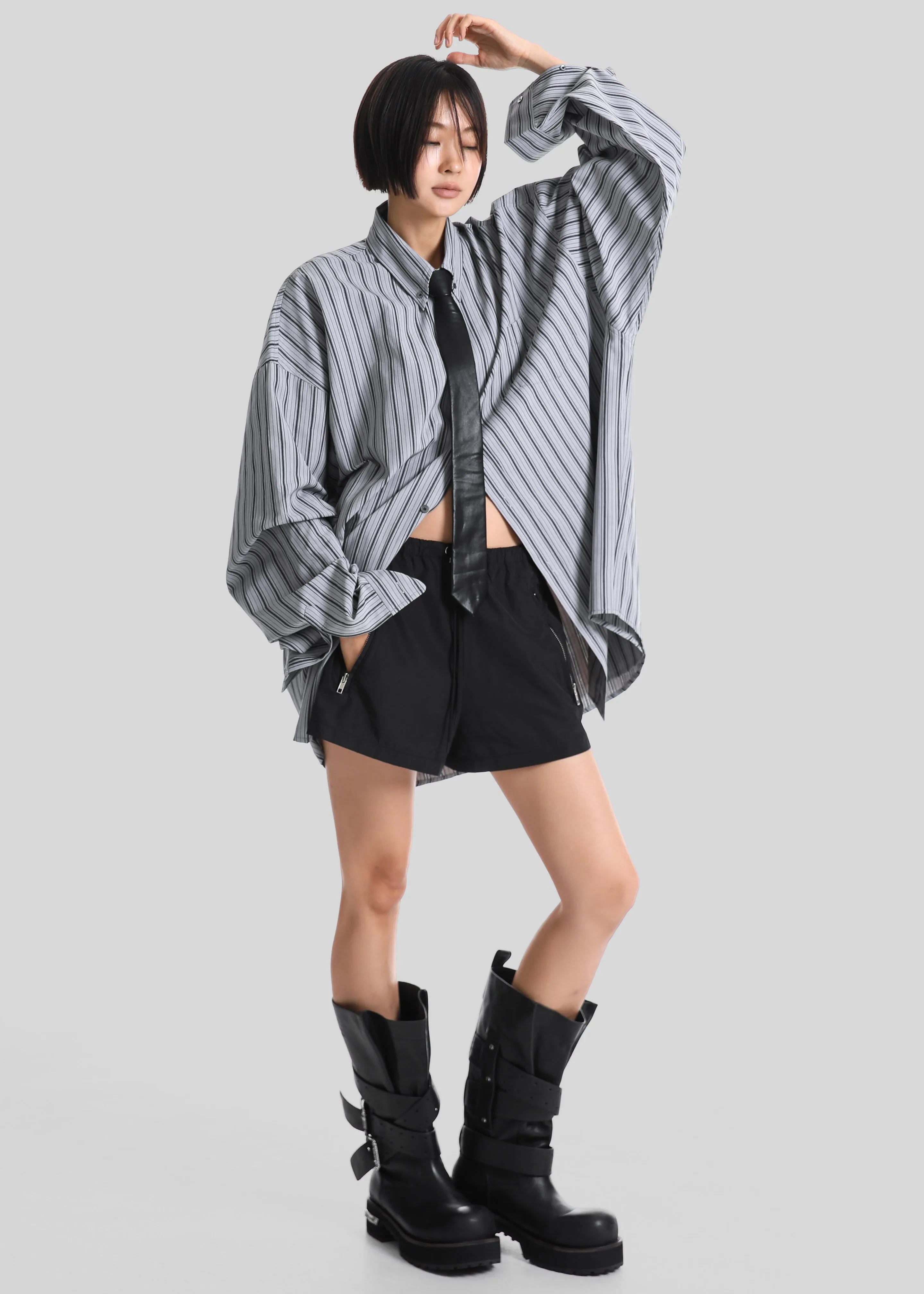 Drimna Shirt - Grey Stripe sold by Frankie Shop product image thumbnail 3