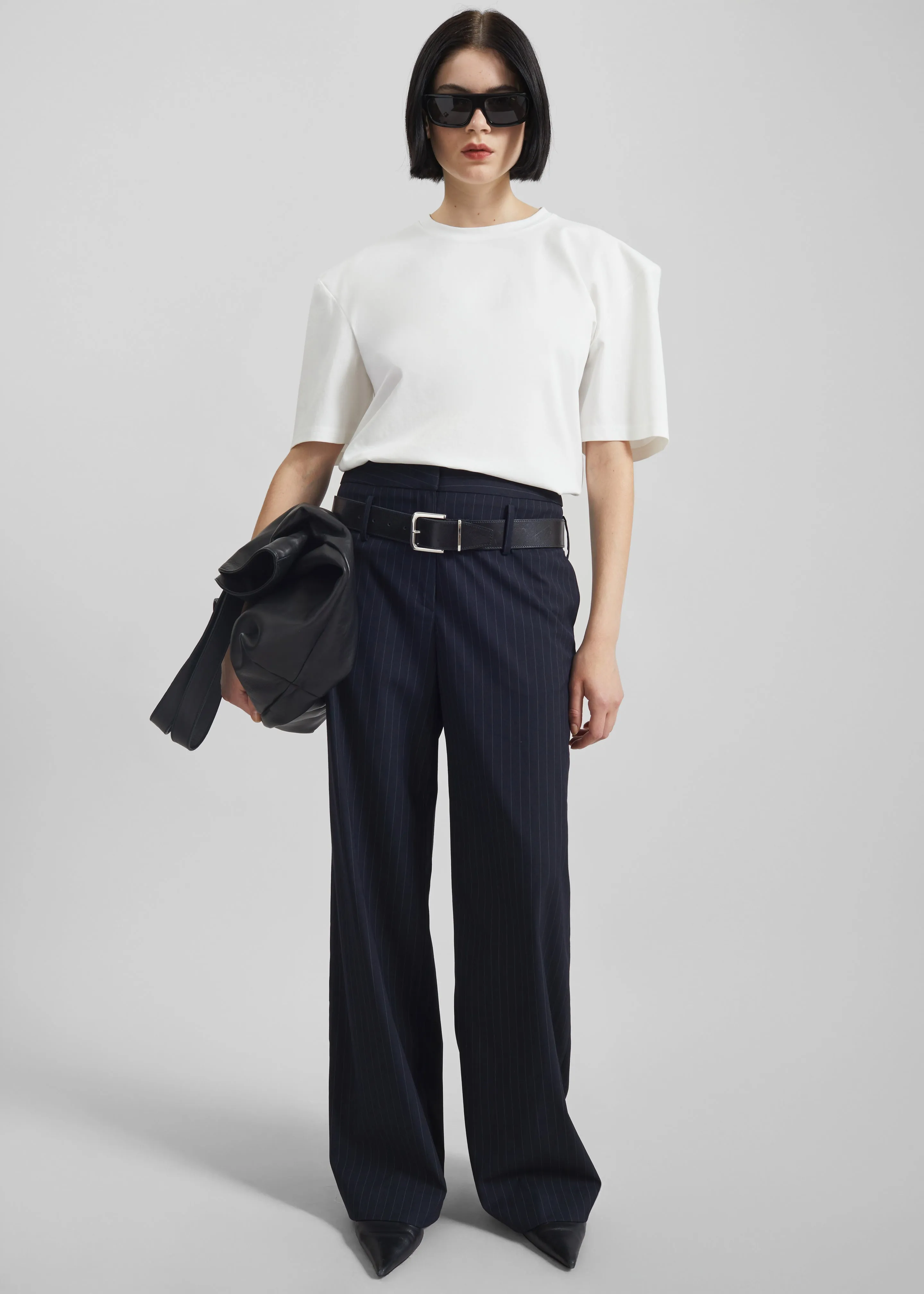 Camlez Low Belt Loop Trousers - Navy Pinstripe sold by Frankie Shop product image thumbnail 4