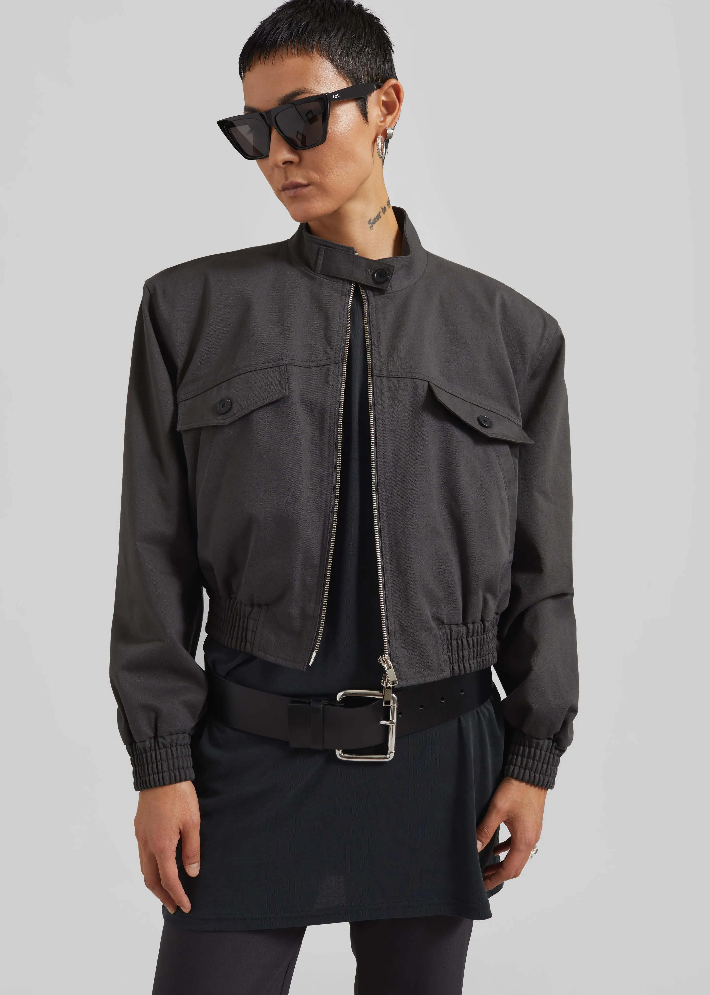 Cobain Padded Cropped Bomber - Charcoal sold by Frankie Shop product image thumbnail 5