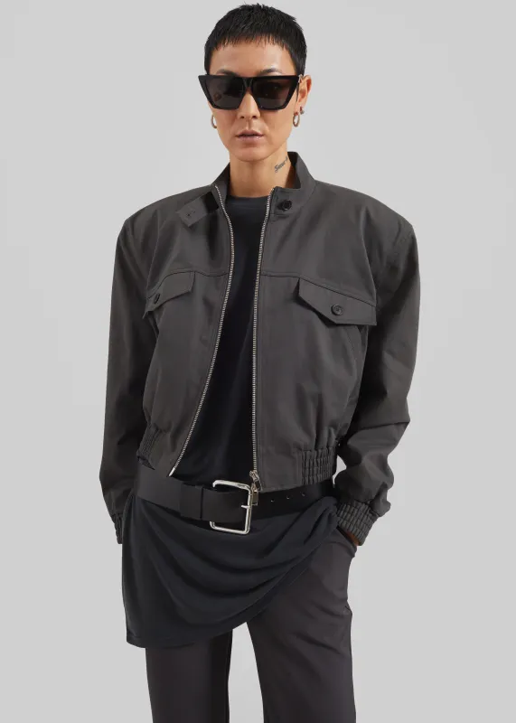 Cobain Padded Cropped Bomber - Charcoal sold by Frankie Shop