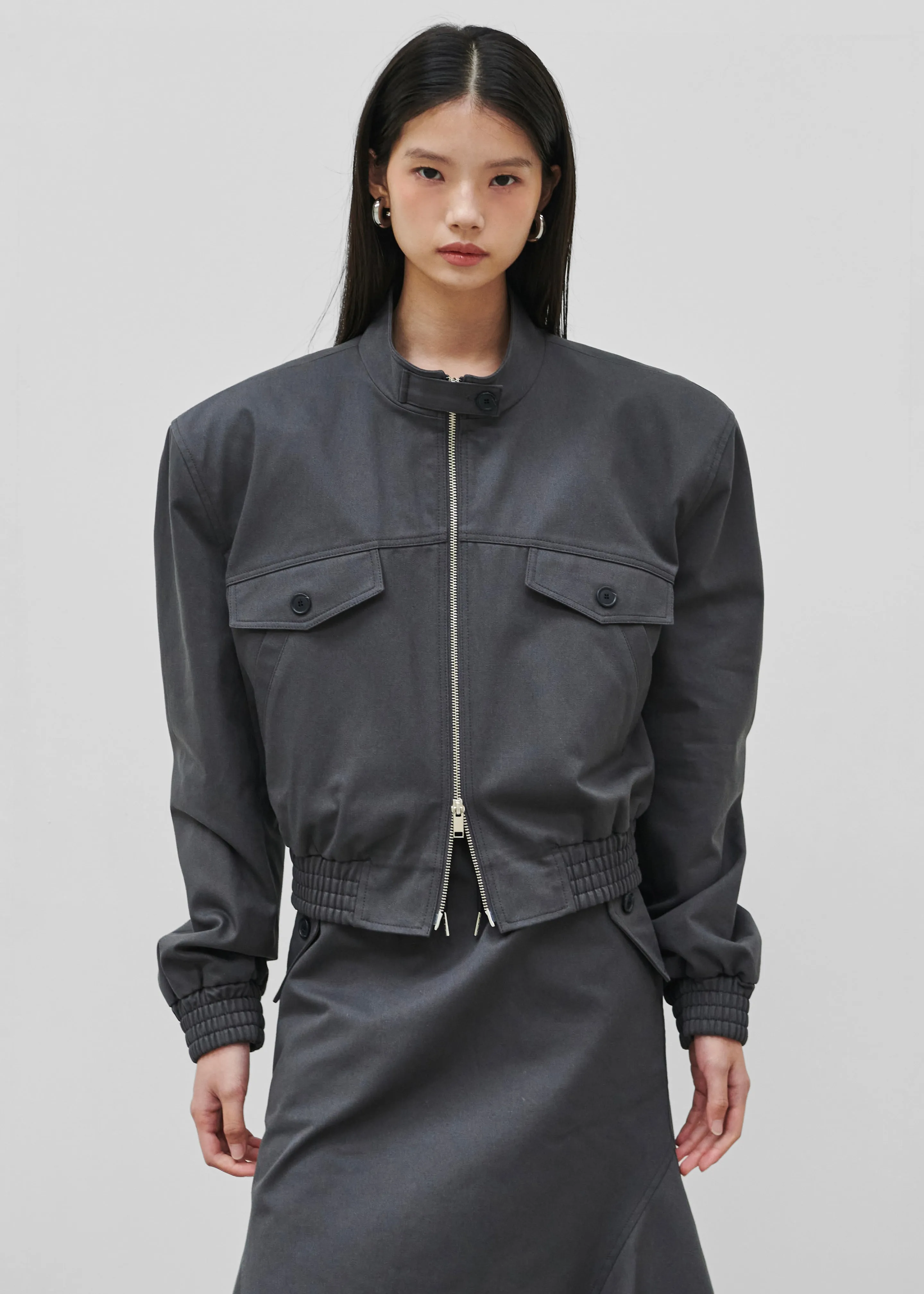 Cobain Padded Cropped Bomber - Charcoal sold by Frankie Shop product image thumbnail 3