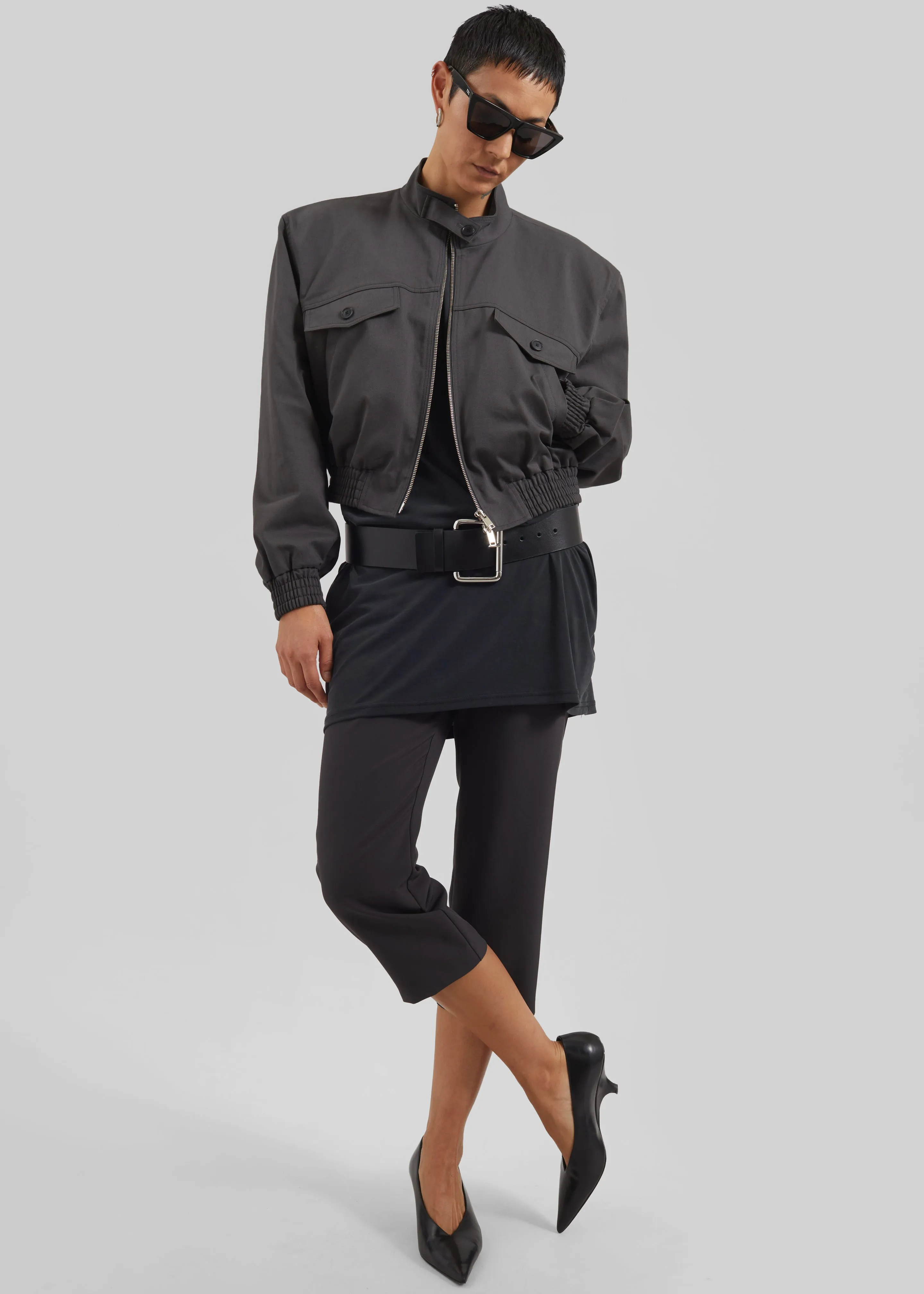 Cobain Padded Cropped Bomber - Charcoal sold by Frankie Shop product image thumbnail 2