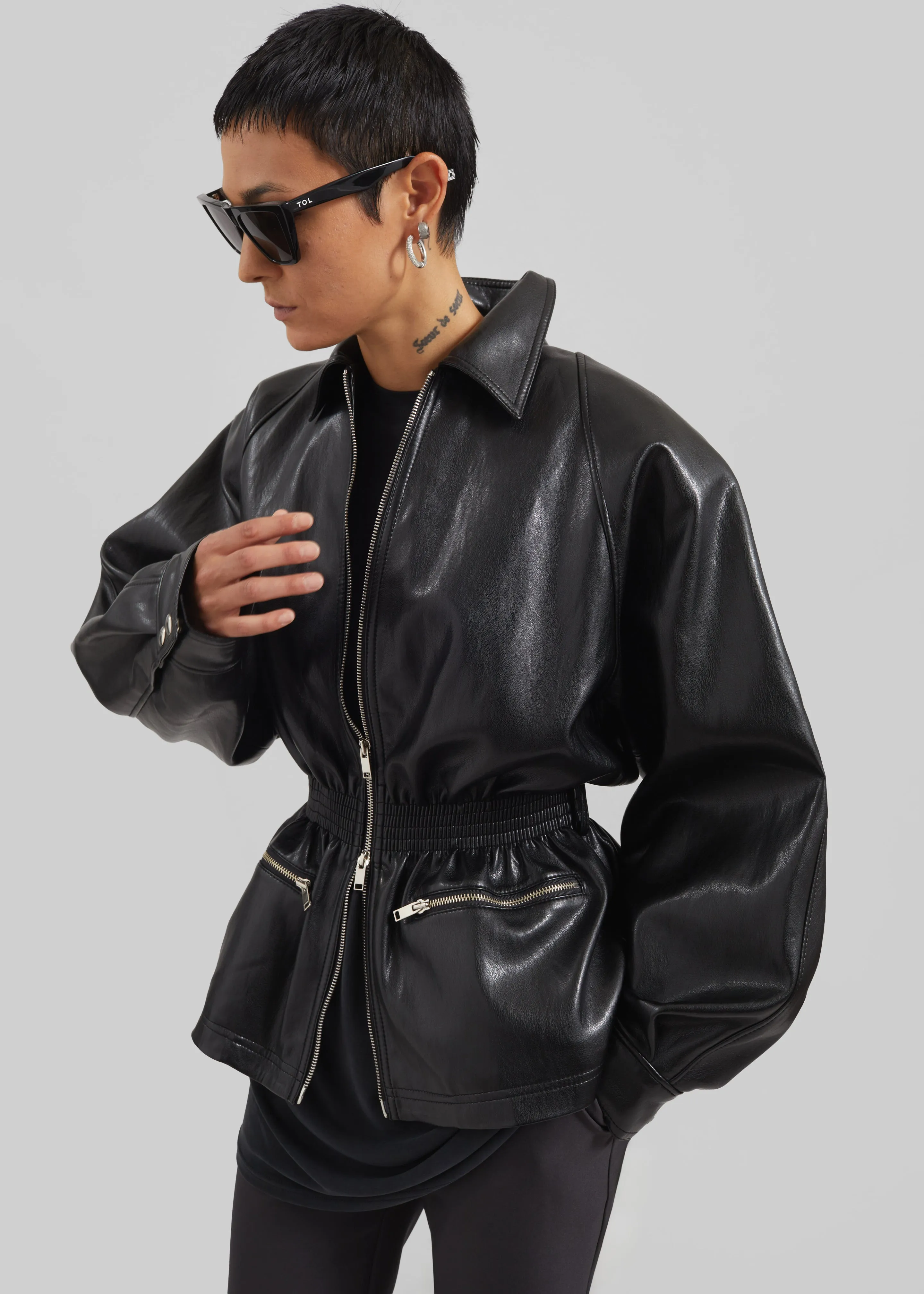 Annette Faux Leather Peplum Jacket - Black sold by Frankie Shop product image thumbnail 2