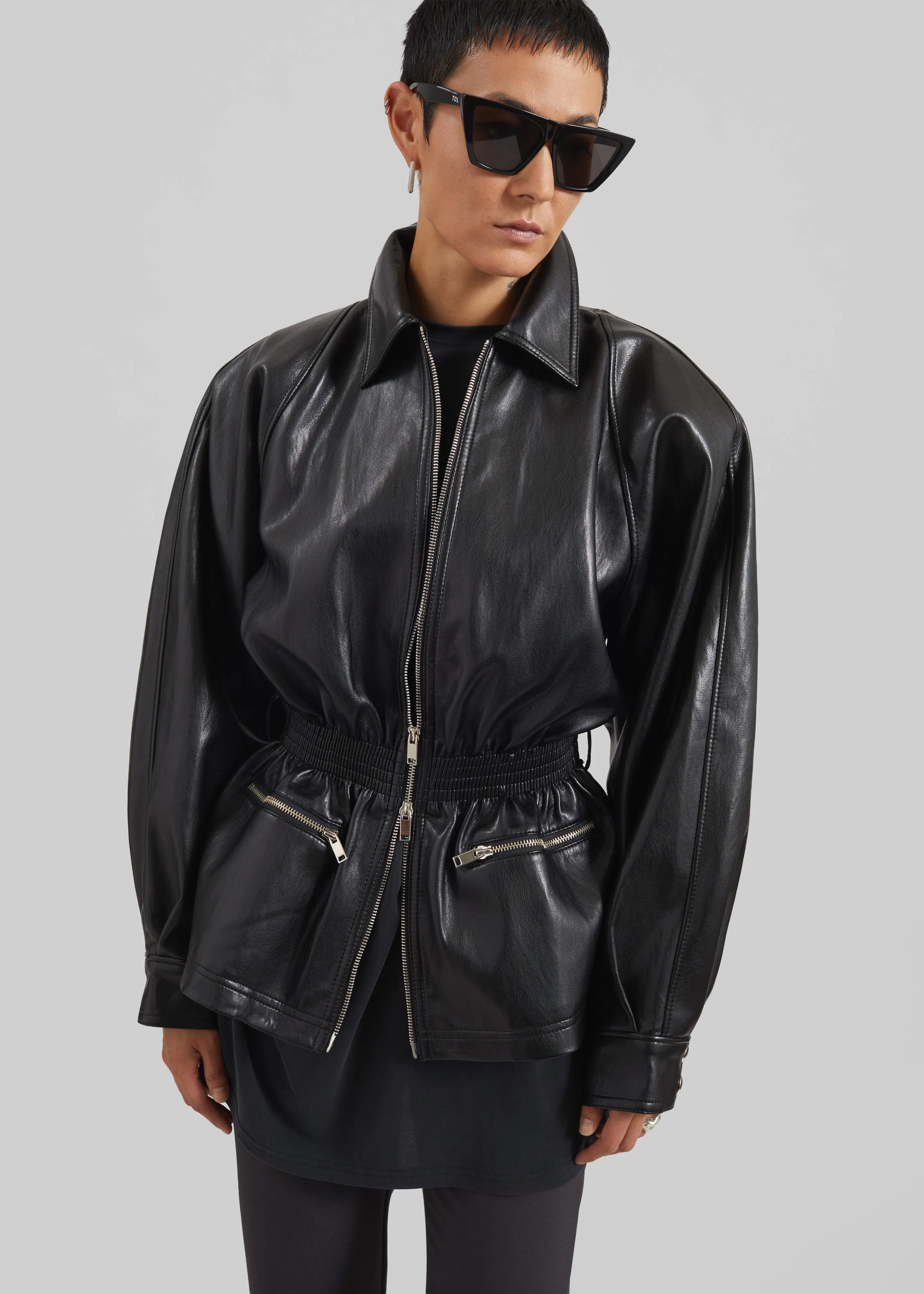 Annette Faux Leather Peplum Jacket - Black sold by Frankie Shop product image thumbnail 5