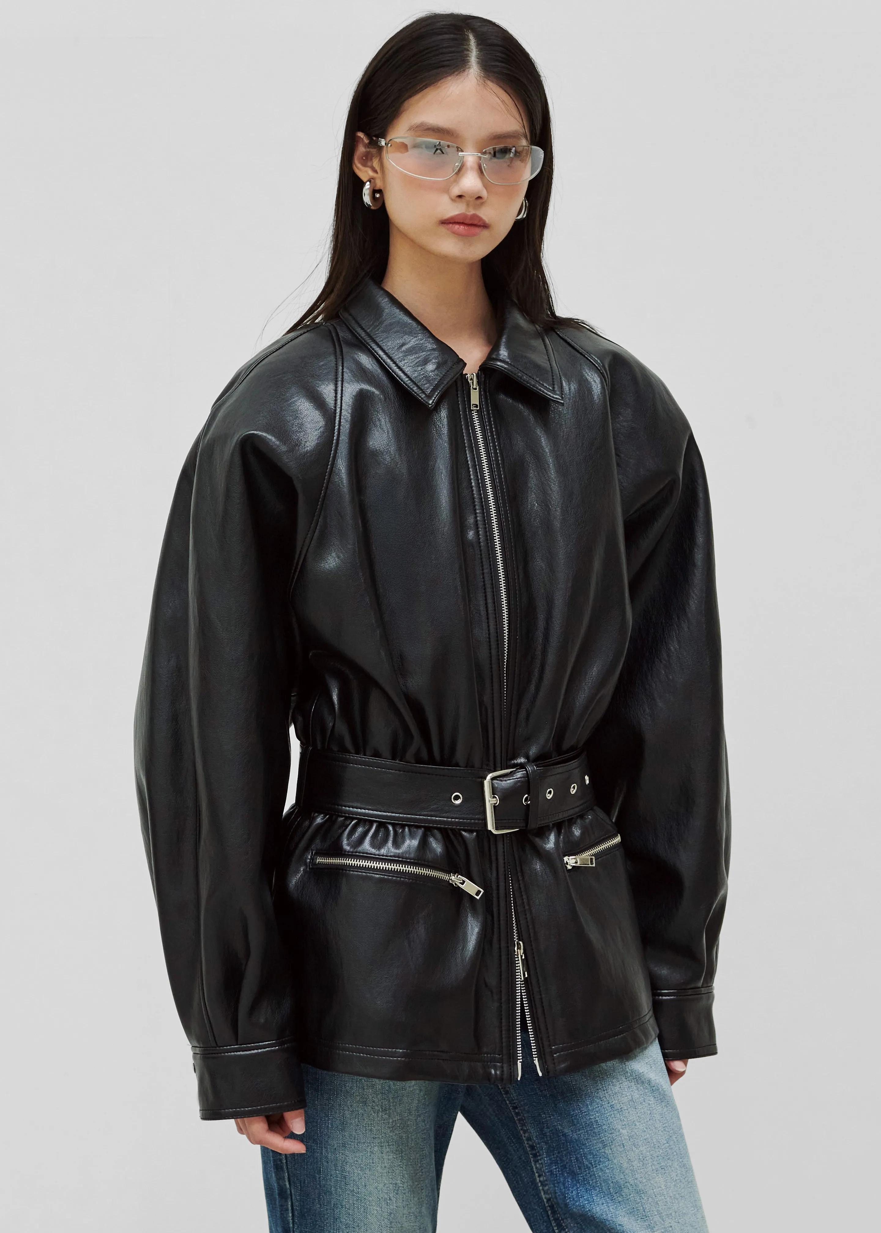 Annette Faux Leather Peplum Jacket - Black sold by Frankie Shop product image thumbnail 4