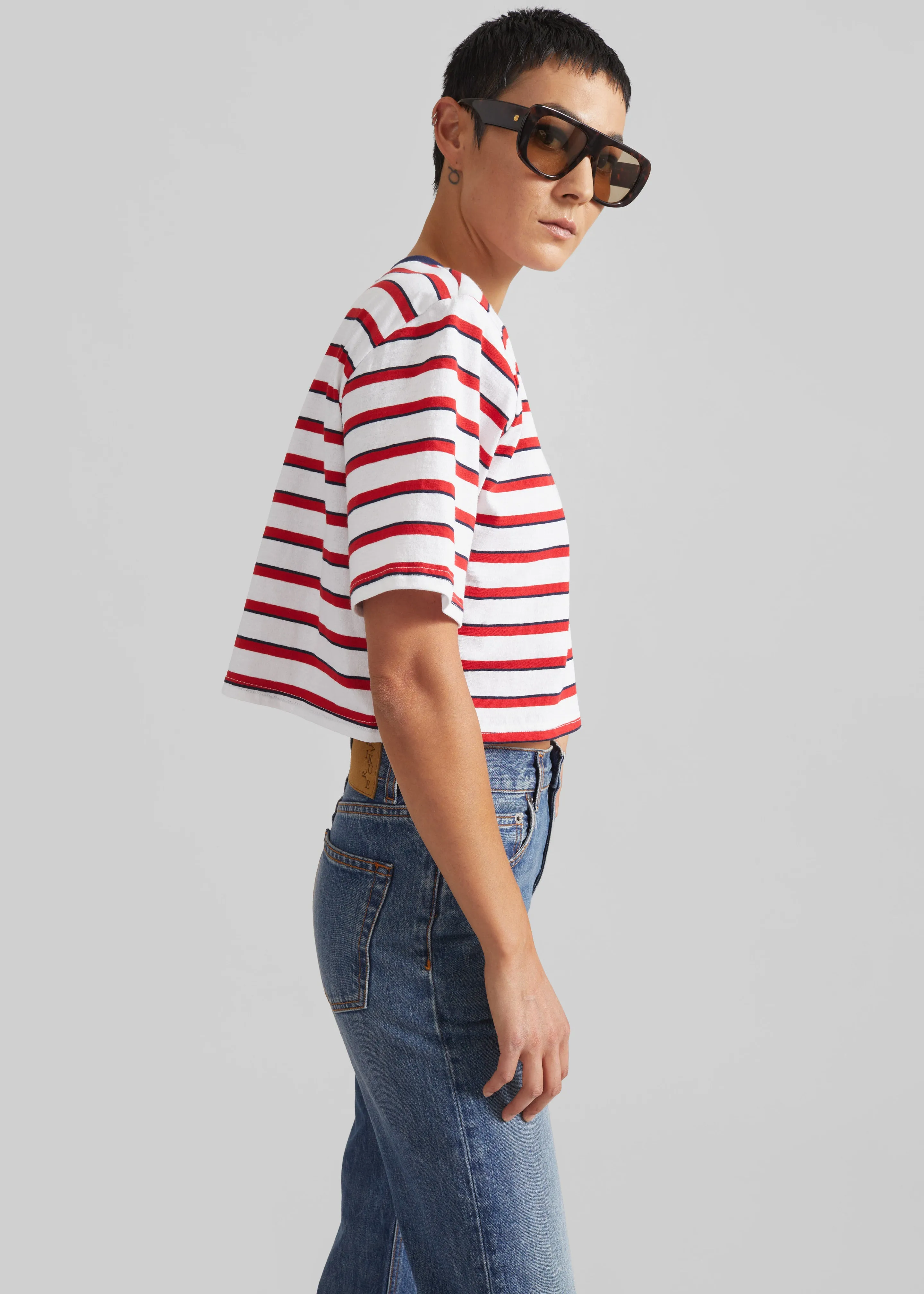 Viseu Cropped Tee - White/Red Stripe sold by Frankie Shop product image thumbnail 2