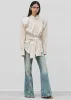 Heaton Double-Sleeve Padded Shirt - White/Brown Stripe sold by Frankie Shop