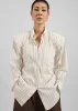 Heaton Double-Sleeve Padded Shirt - White/Brown Stripe sold by Frankie Shop