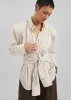 Heaton Double-Sleeve Padded Shirt - White/Brown Stripe sold by Frankie Shop