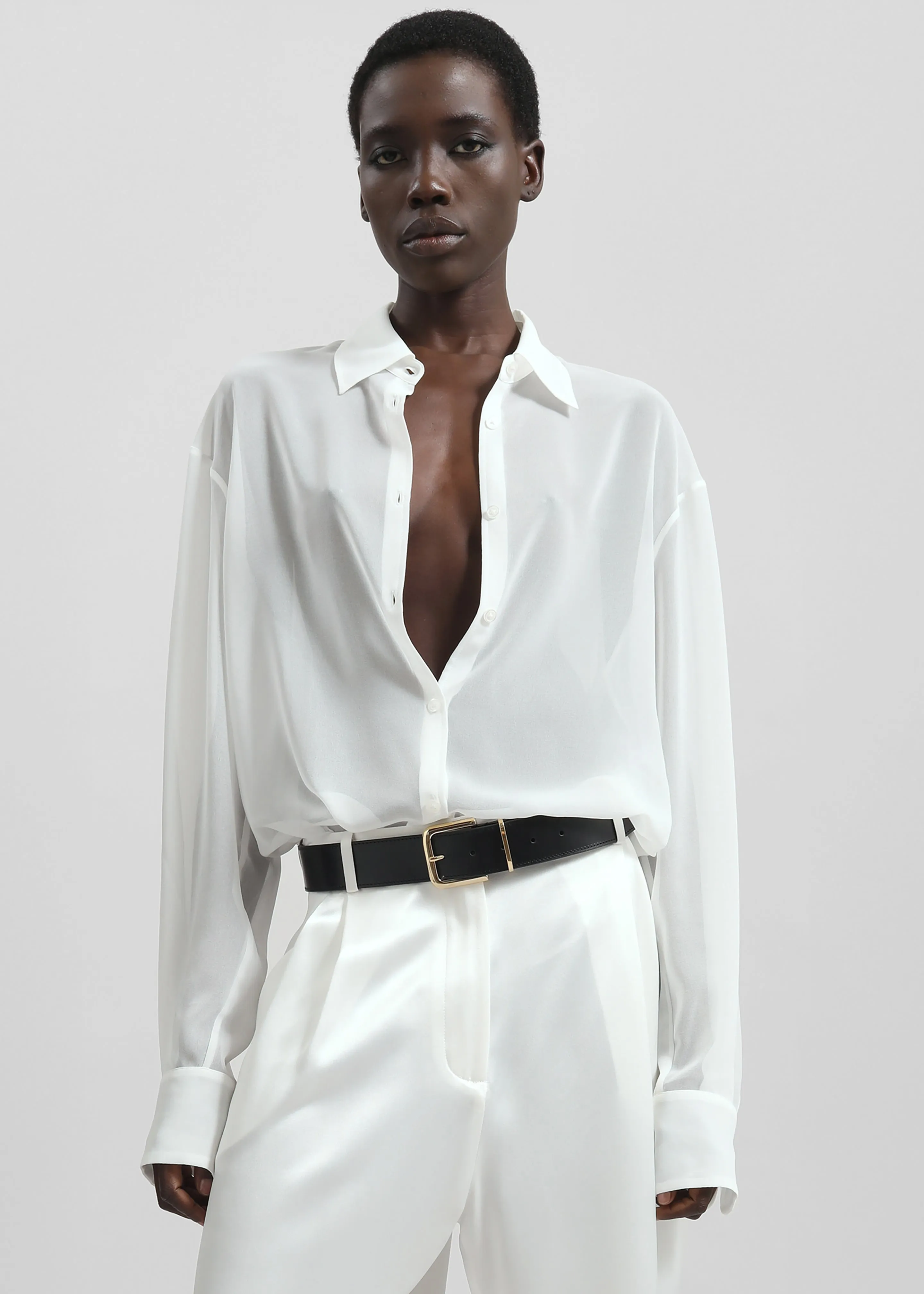 Peri Georgette Shirt - White sold by Frankie Shop