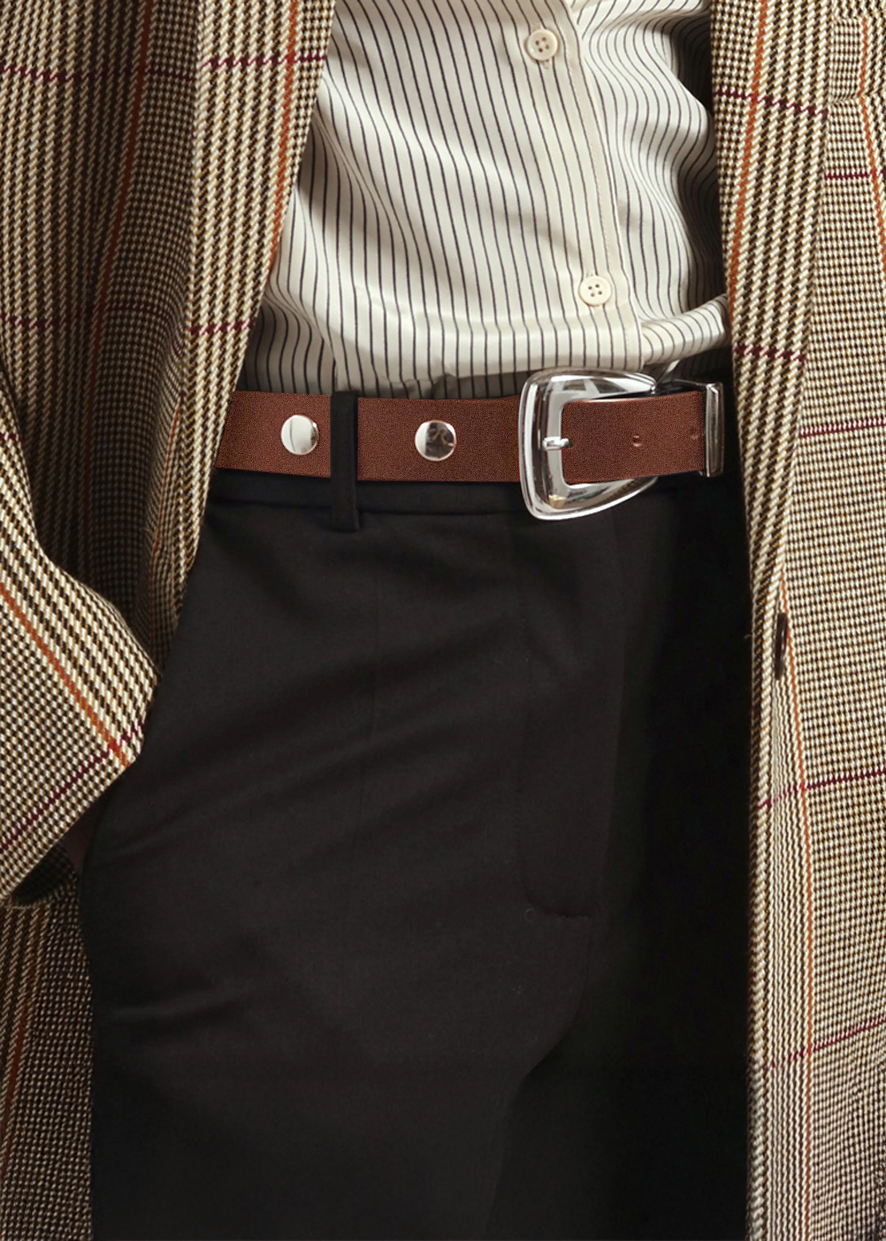 Perth Studded Leather Belt - Brown/Silver sold by Frankie Shop product image thumbnail 2