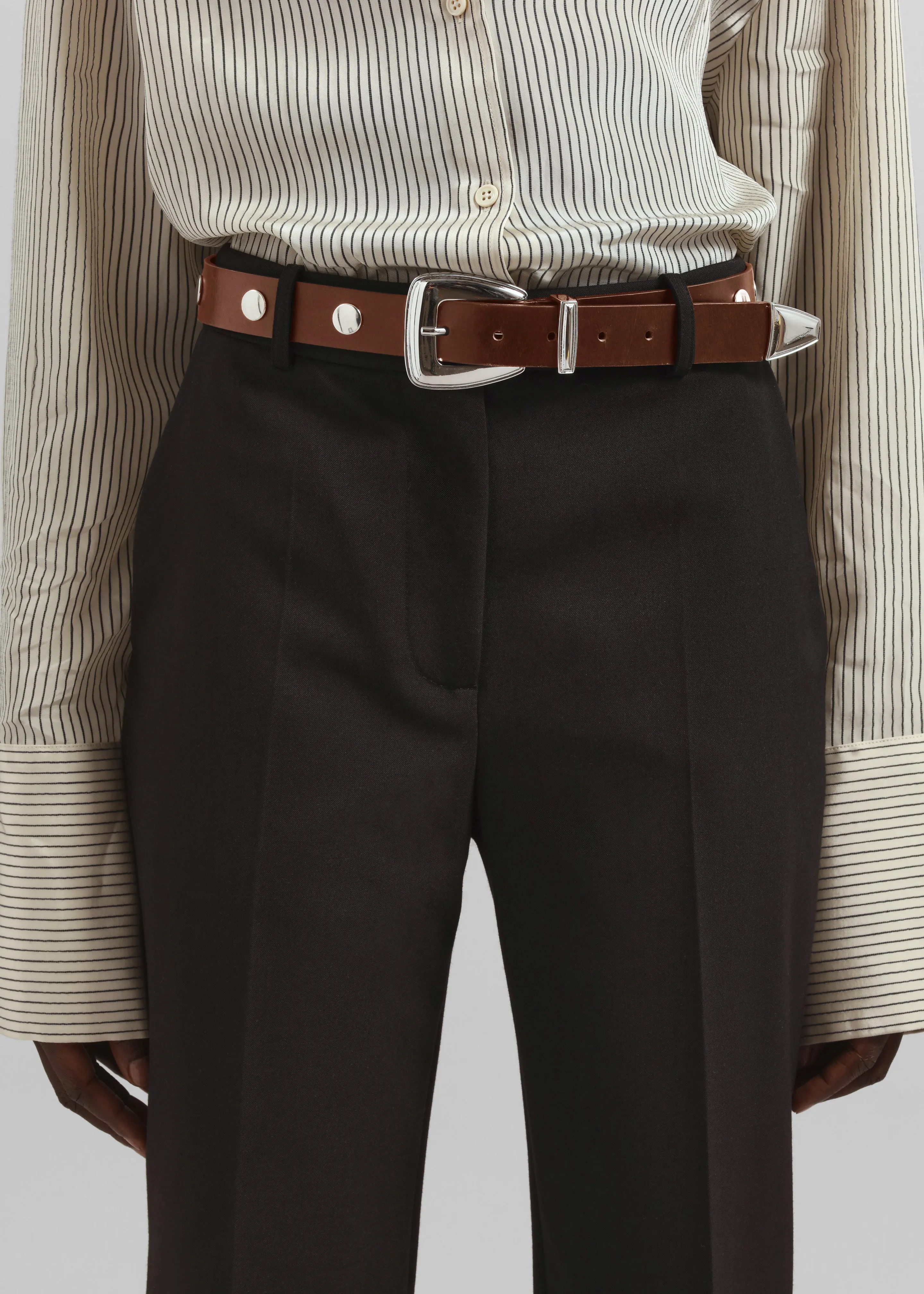 Perth Studded Leather Belt - Brown/Silver sold by Frankie Shop product image thumbnail 3