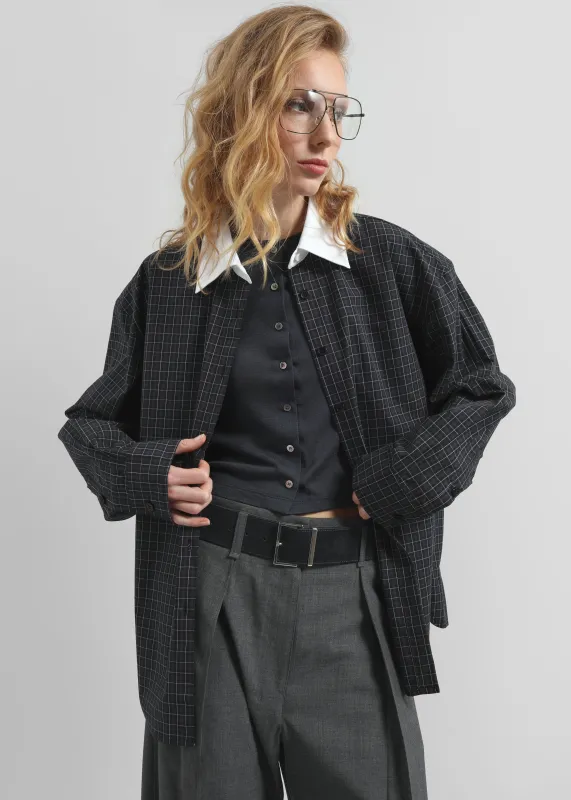 Hylan Checked Shirt - Dark Grey sold by Frankie Shop