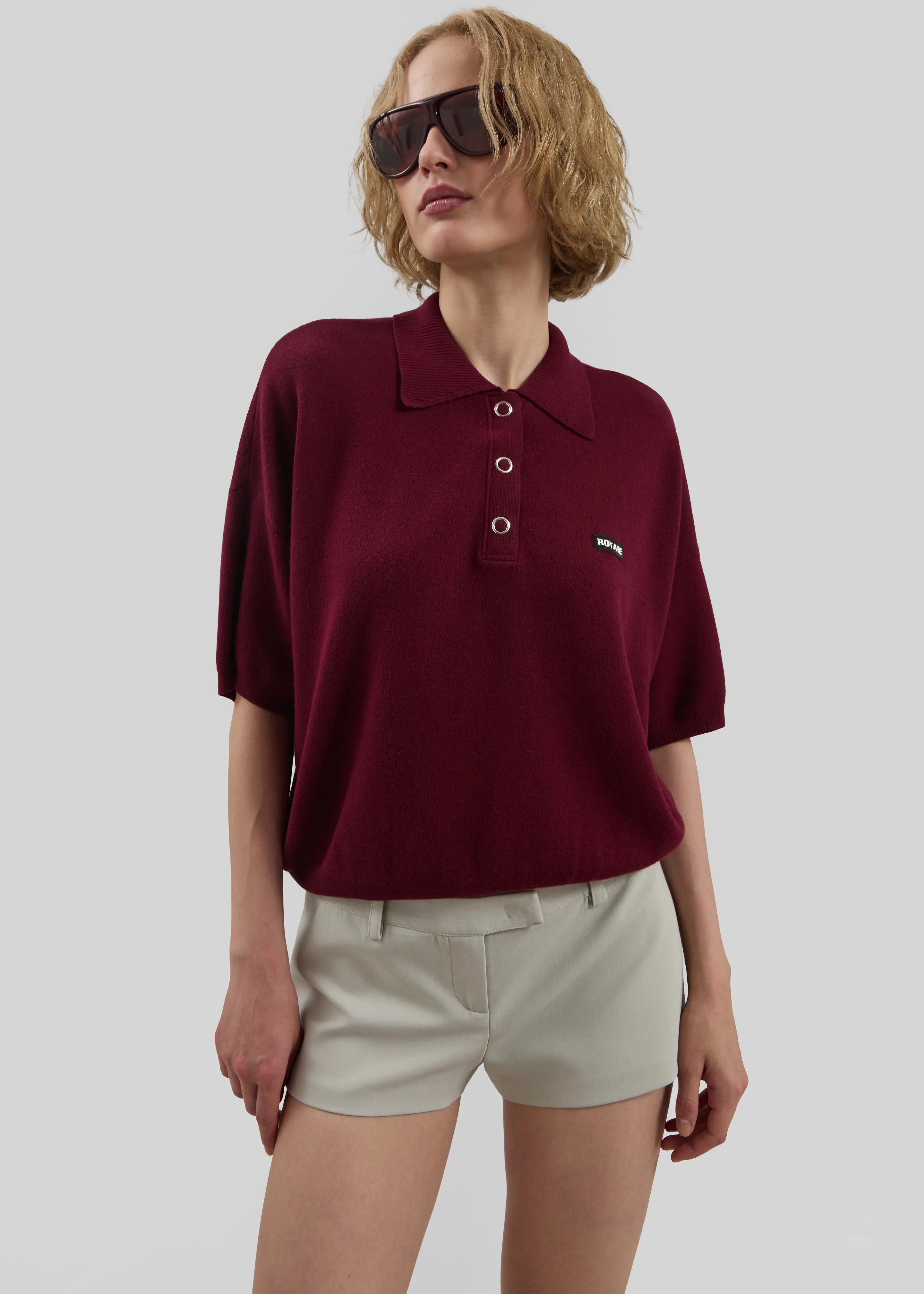 Rotate Slinky Knit Polo - Zinfandel sold by Frankie Shop product image thumbnail 2