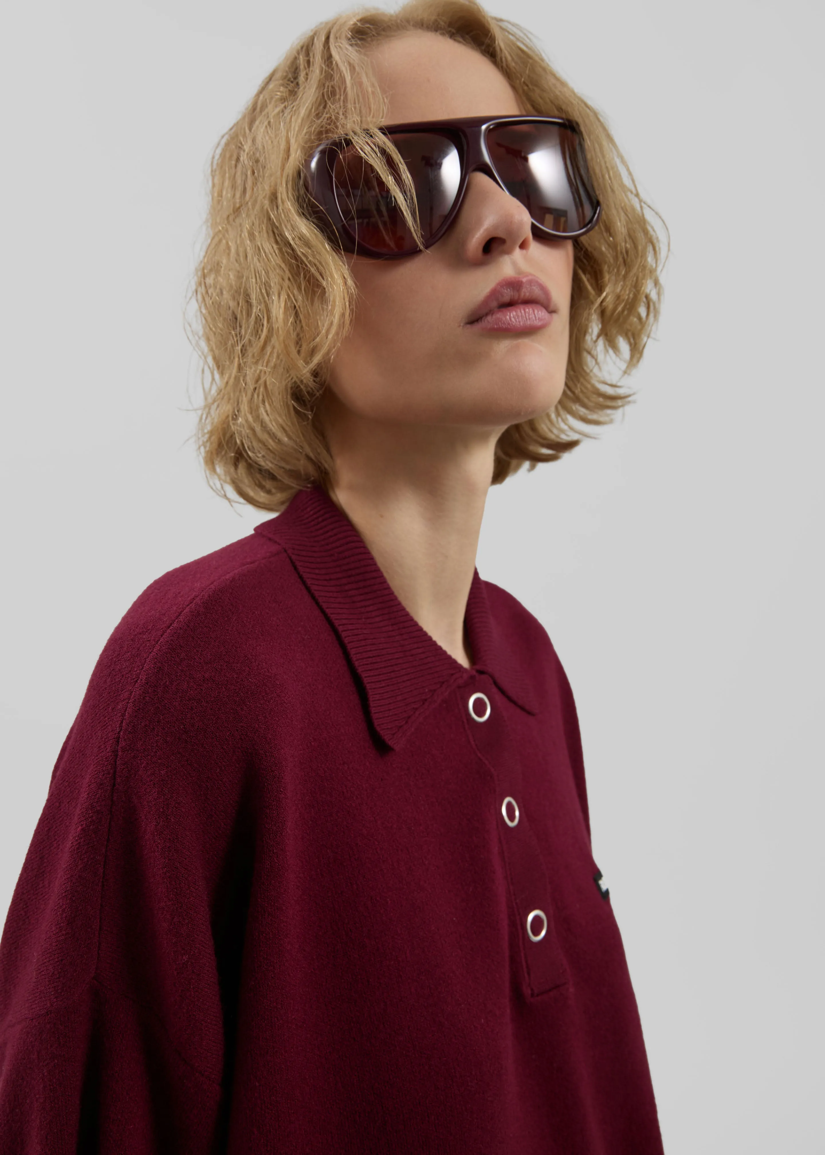 Rotate Slinky Knit Polo - Zinfandel sold by Frankie Shop