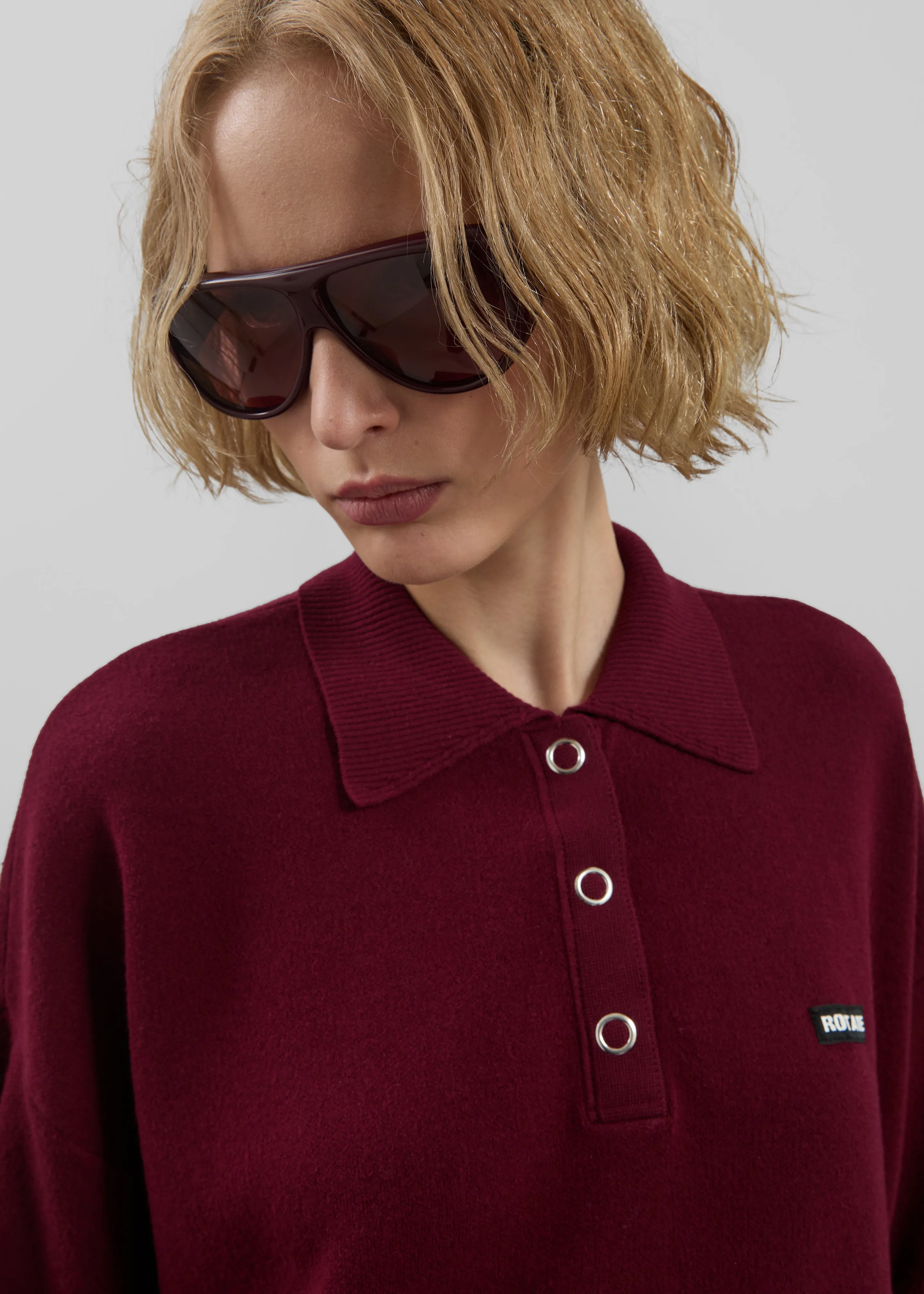 Rotate Slinky Knit Polo - Zinfandel sold by Frankie Shop product image thumbnail 4