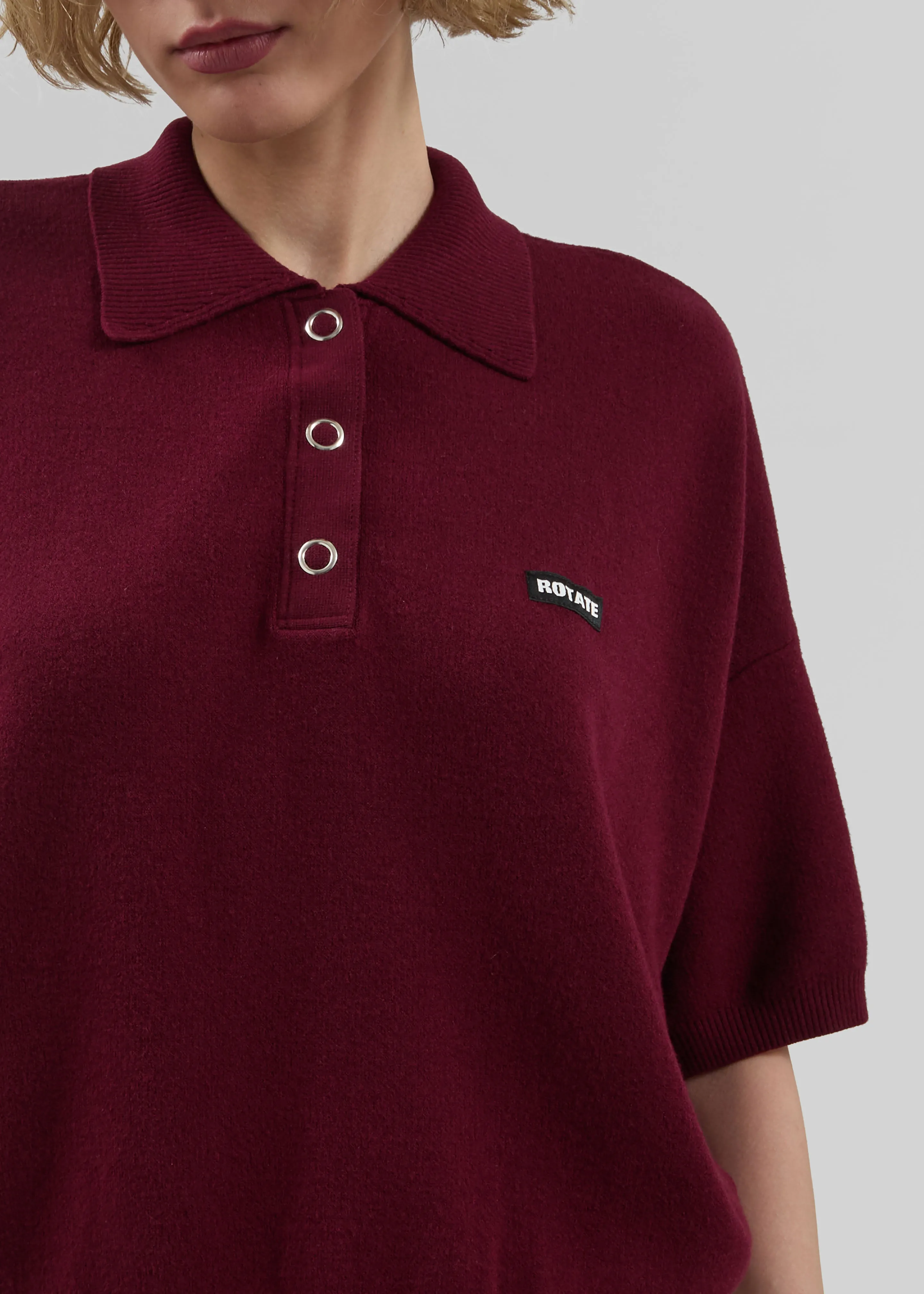Rotate Slinky Knit Polo - Zinfandel sold by Frankie Shop product image thumbnail 5