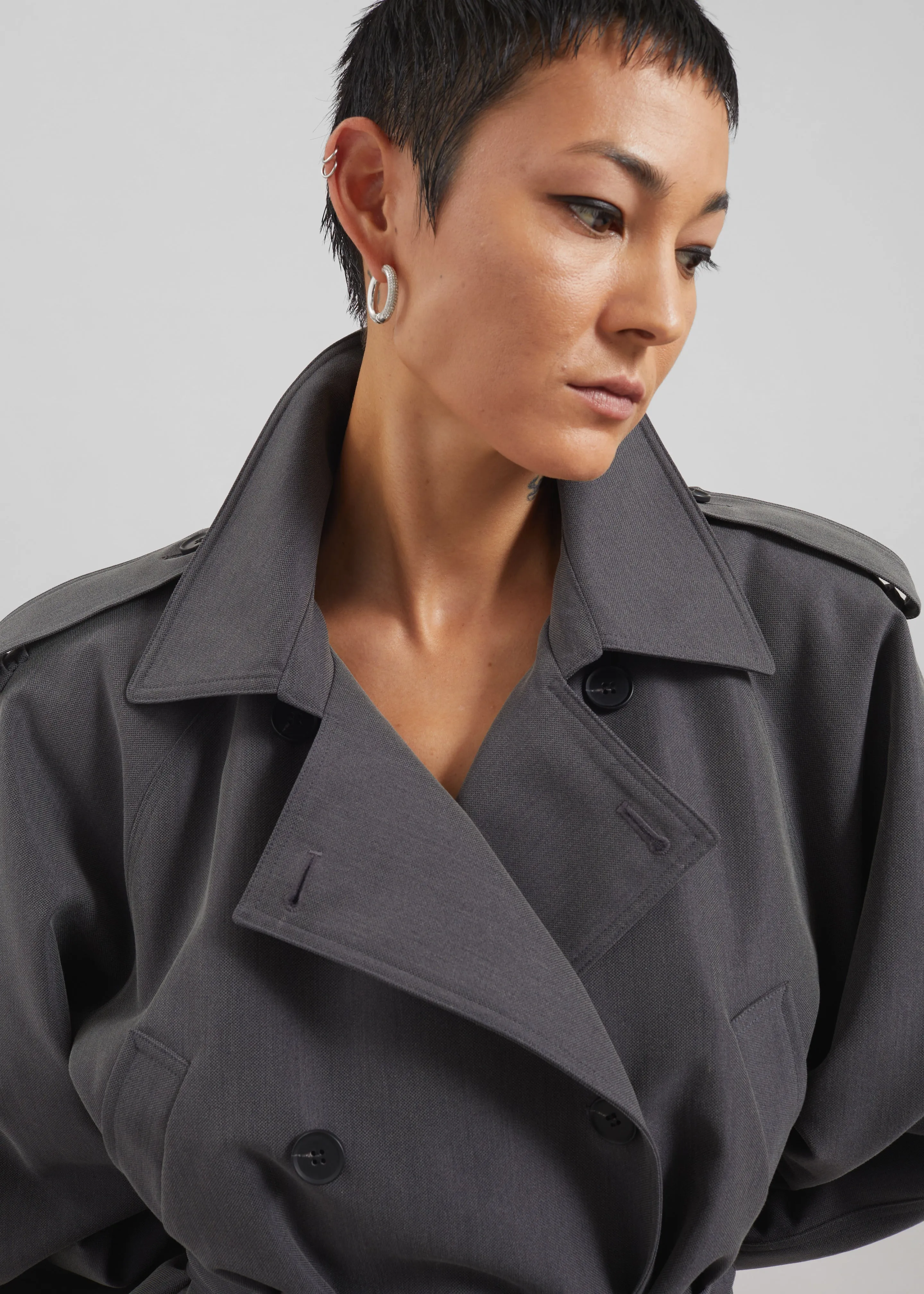 Kinsley Cropped Trench Jacket - Grey sold by Frankie Shop product image thumbnail 4