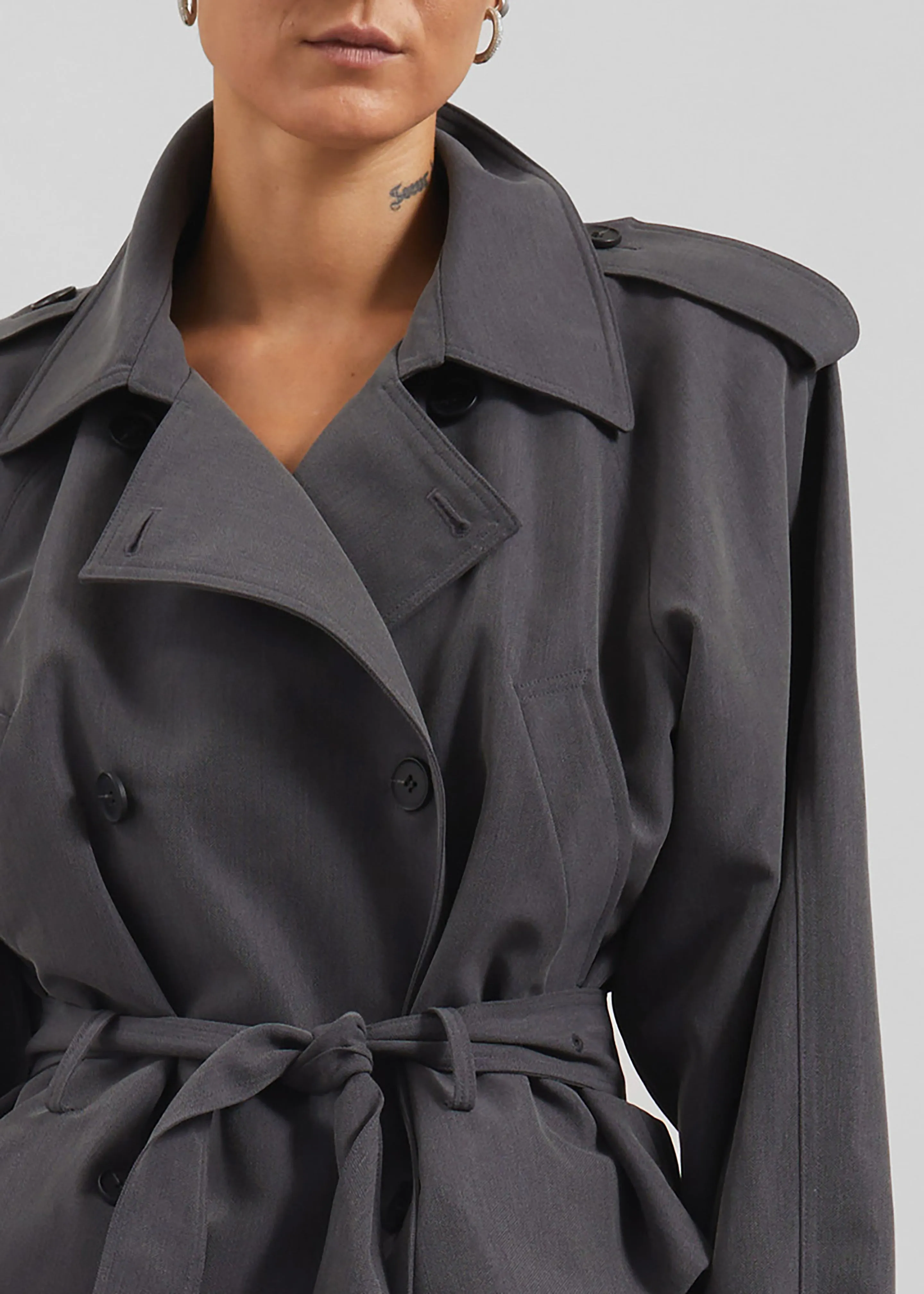 Kinsley Cropped Trench Jacket - Grey sold by Frankie Shop product image thumbnail 5