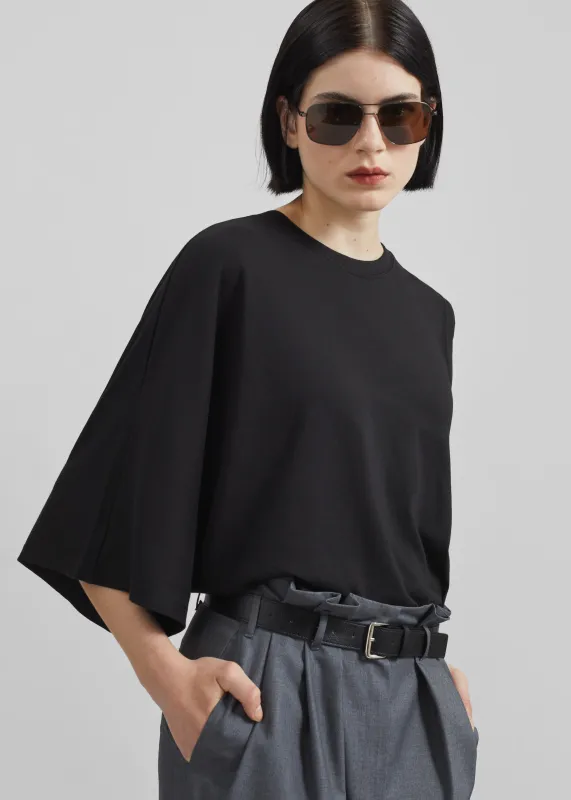 Ismere One-Sleeve Asymmetric Top - Black made by Frankie Shop