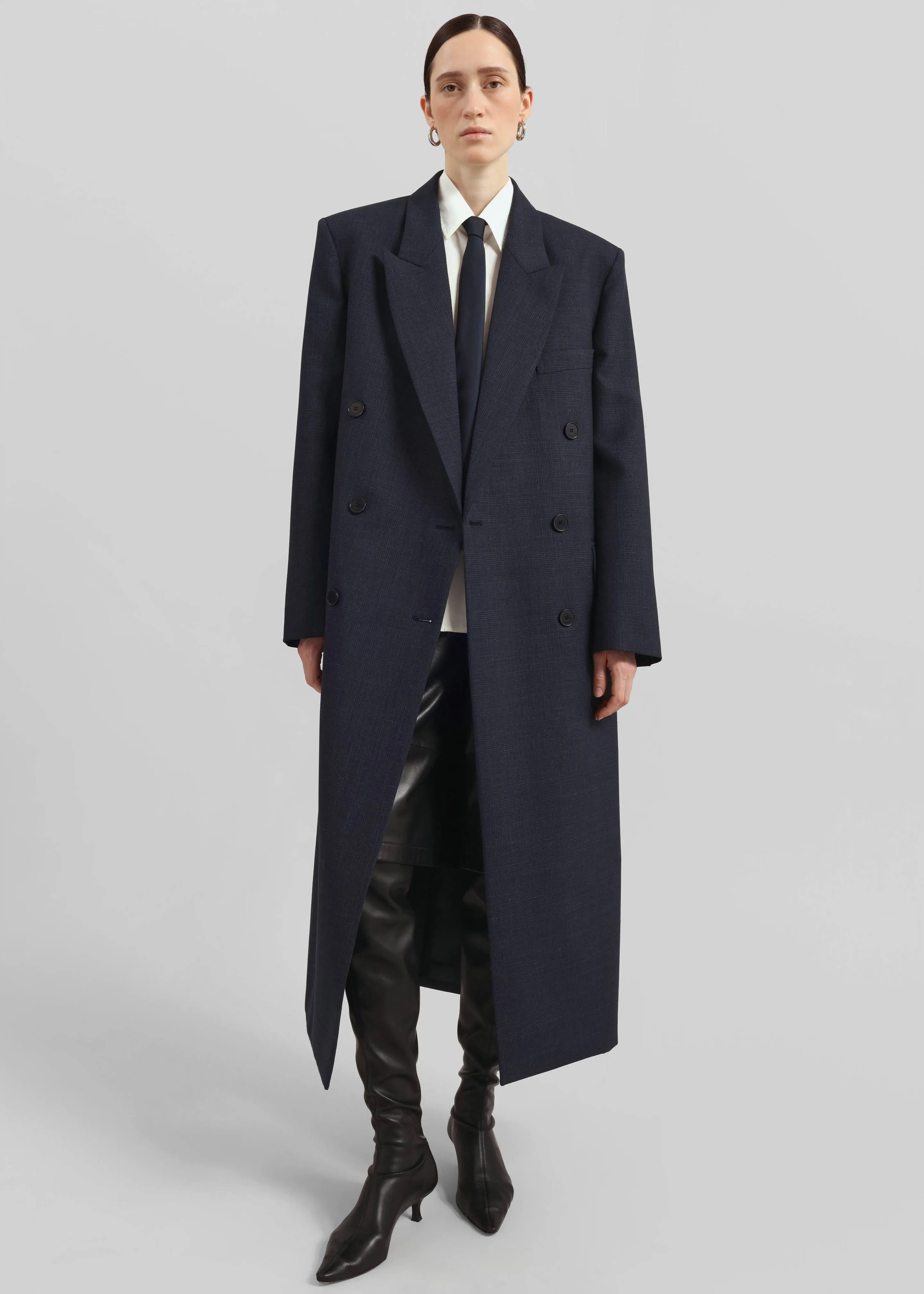 Jane Plaid Long Coat - Navy sold by Frankie Shop product image thumbnail 3