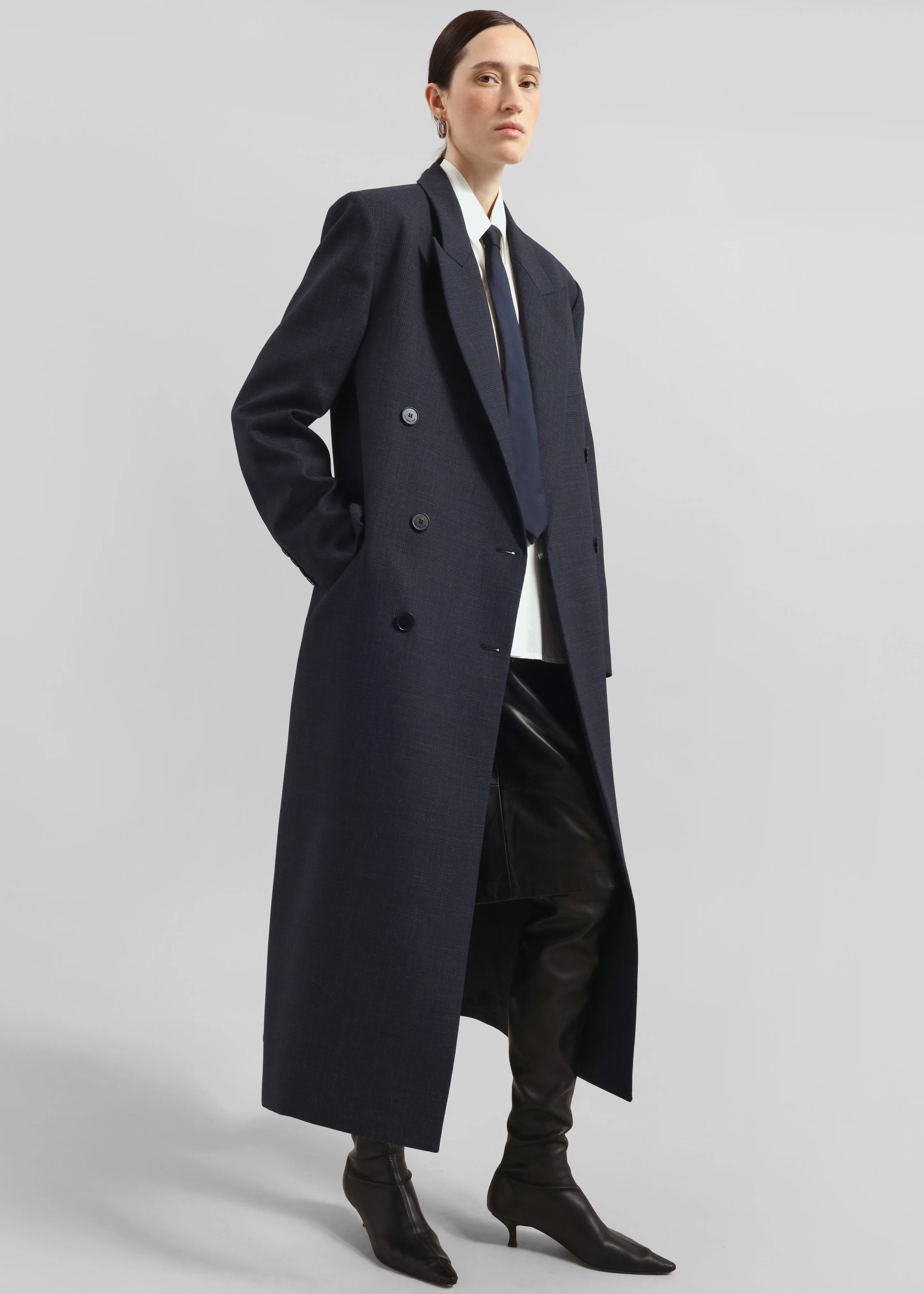Jane Plaid Long Coat - Navy sold by Frankie Shop product image thumbnail 5