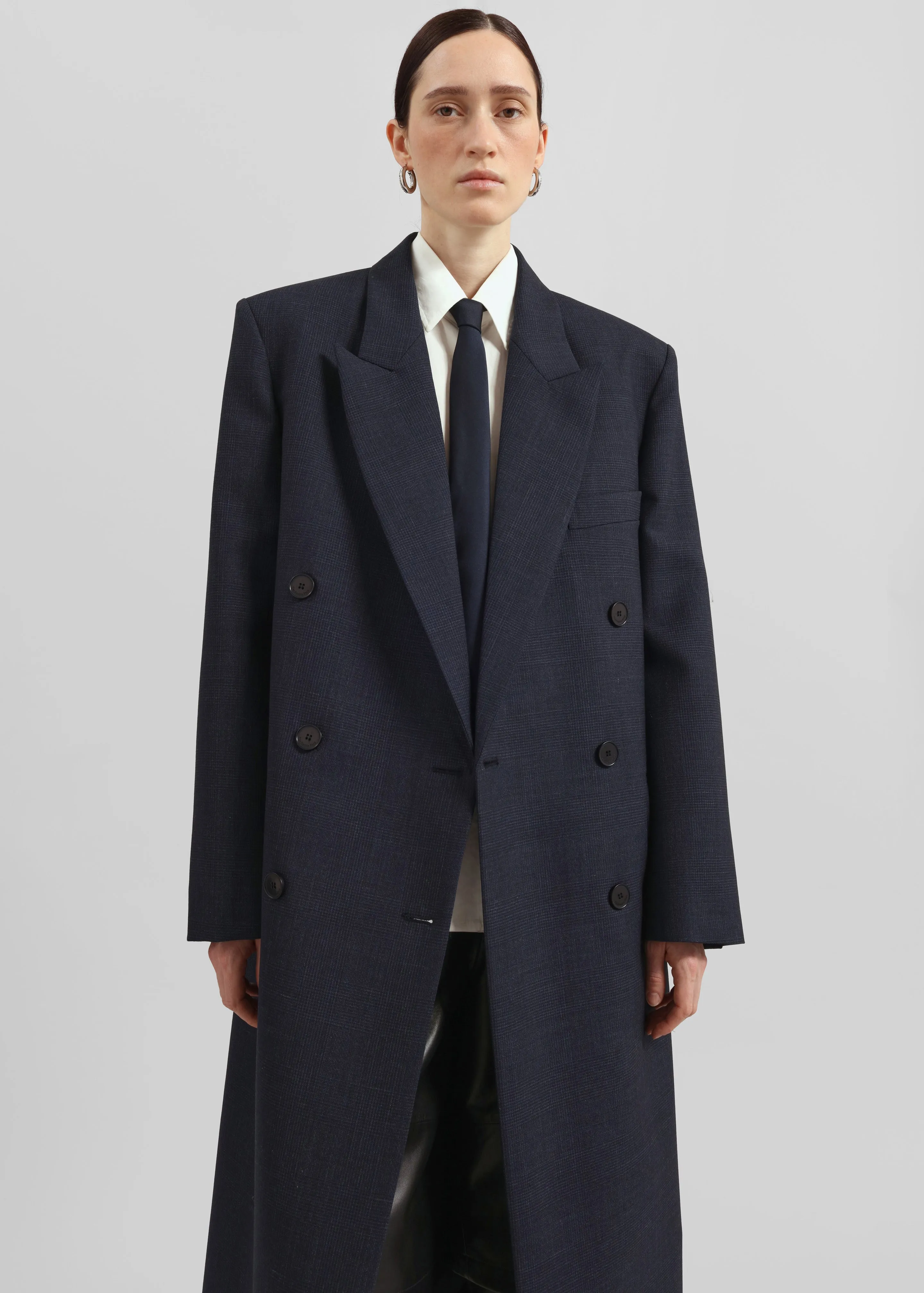 Jane Plaid Long Coat - Navy sold by Frankie Shop