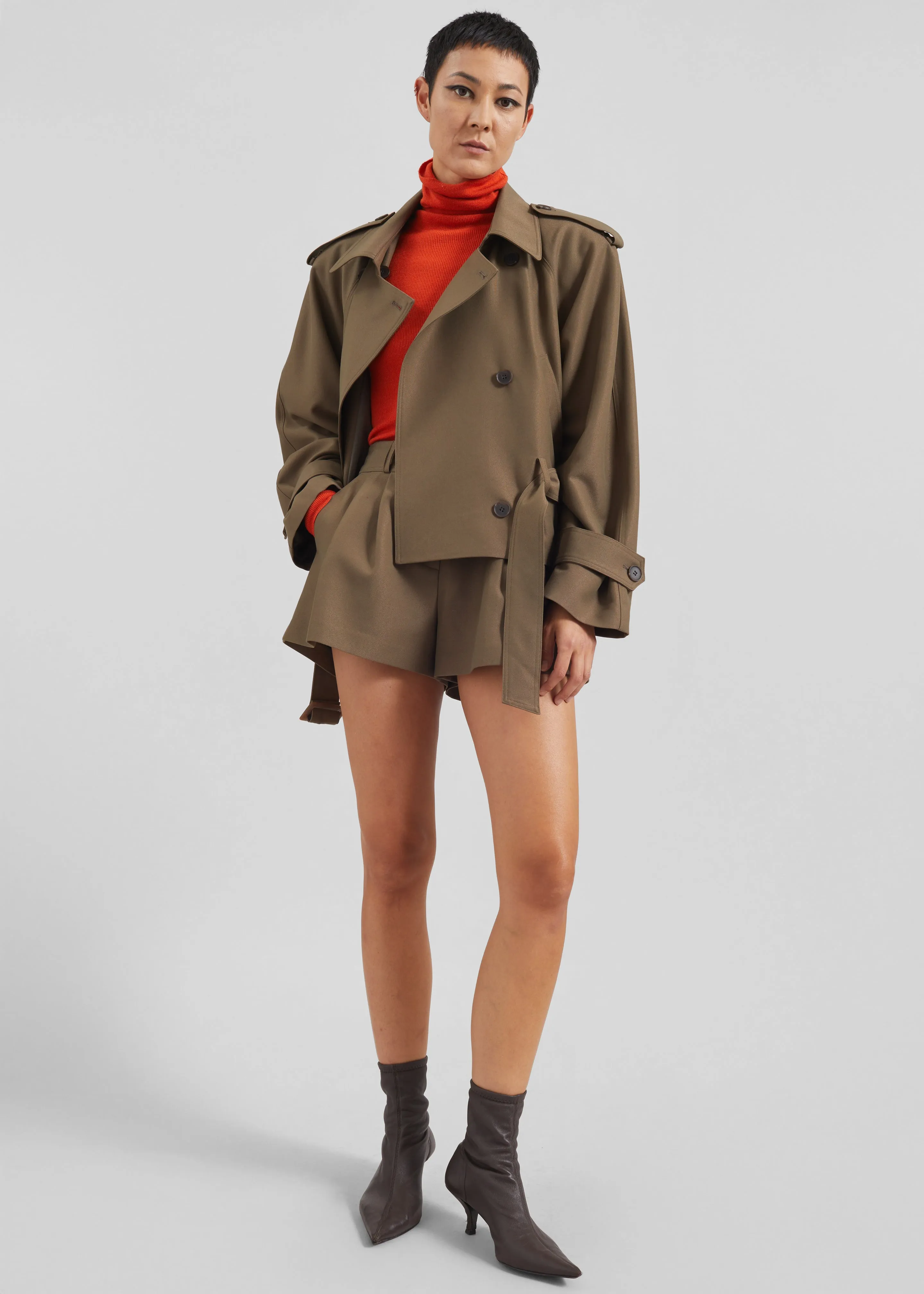 Kinsley Cropped Trench Jacket - Brown sold by Frankie Shop product image thumbnail 3