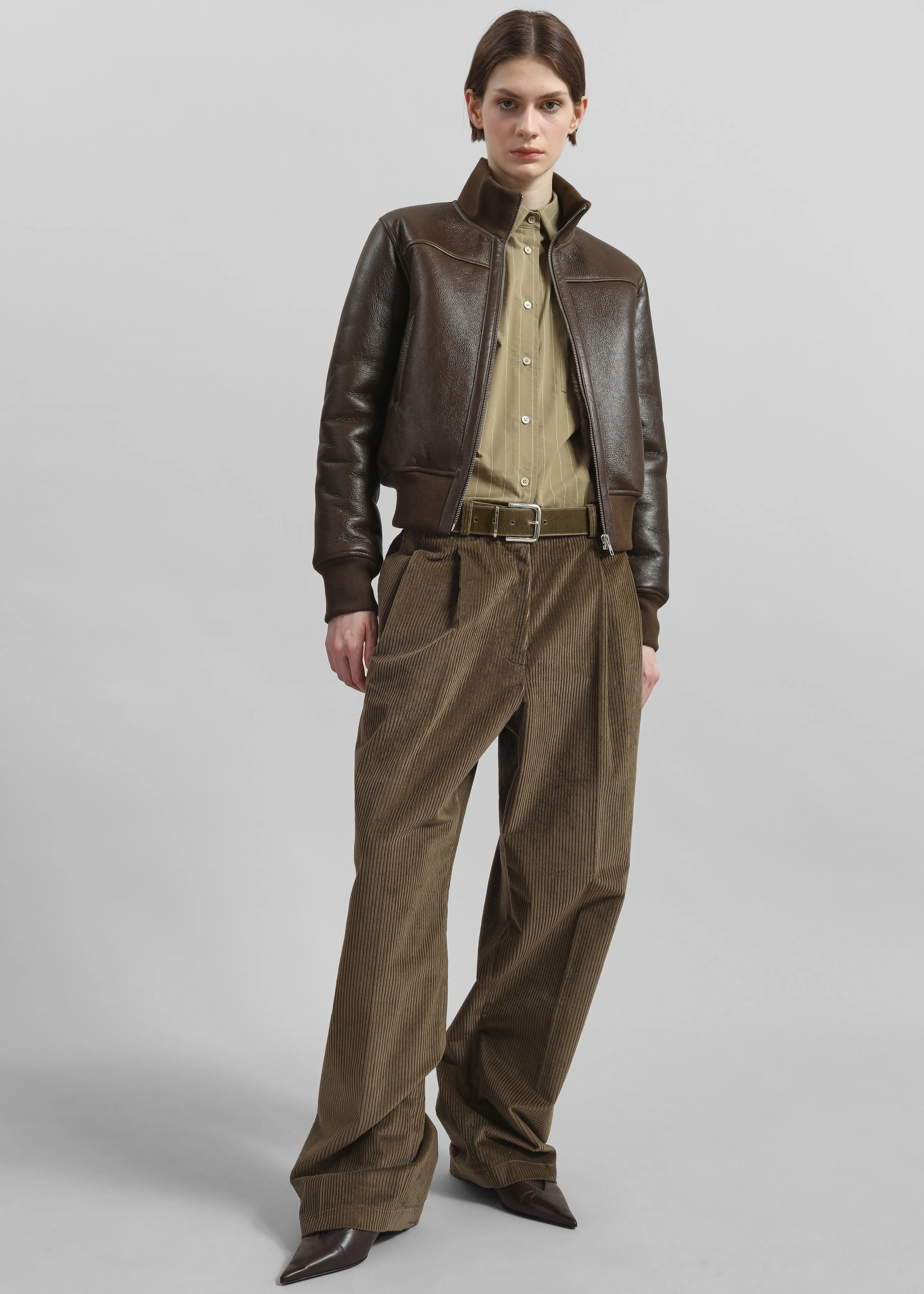 Sarno Leather Belt - Olive/Silver sold by Frankie Shop product image thumbnail 3