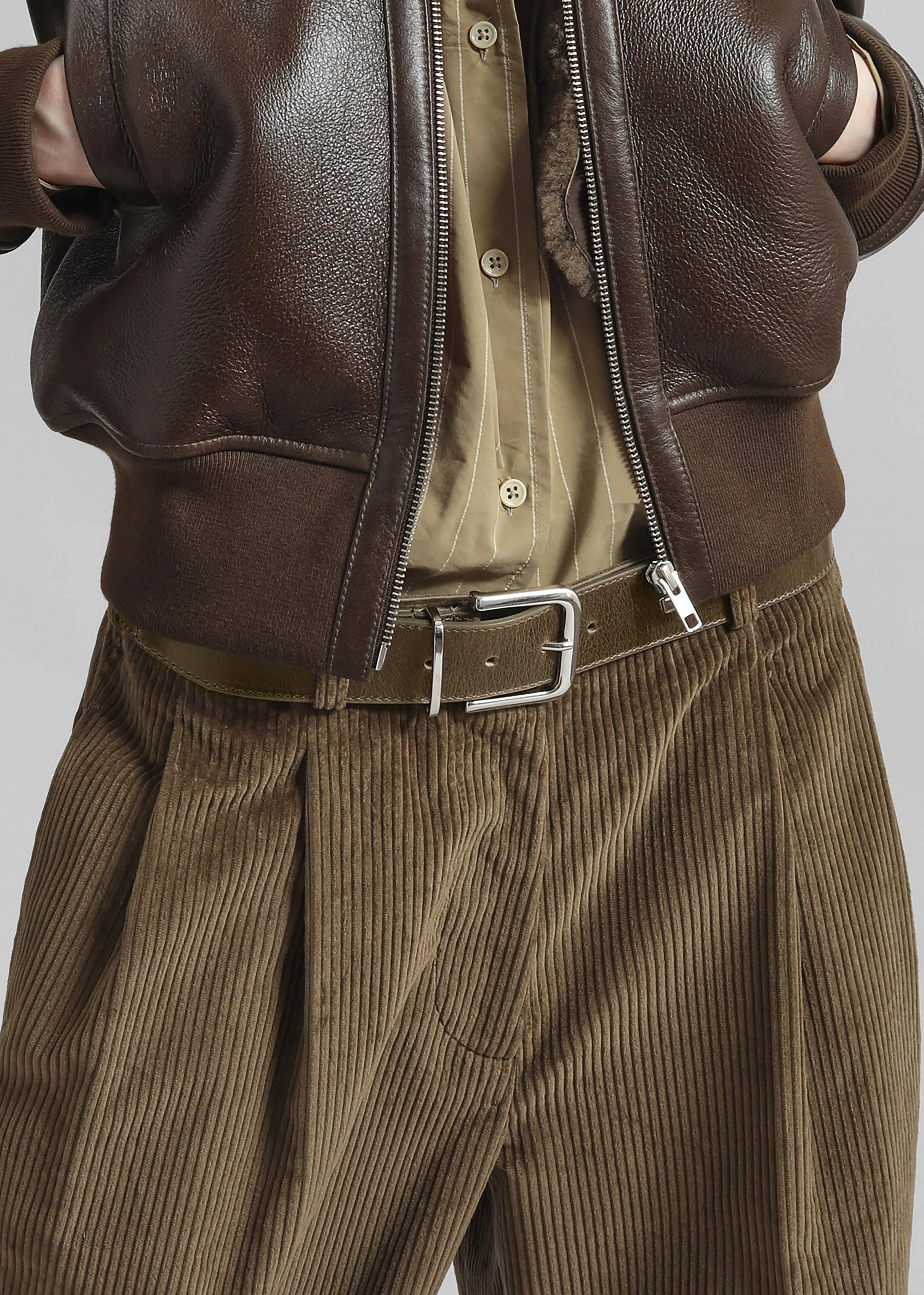 Sarno Leather Belt - Olive/Silver sold by Frankie Shop product image thumbnail 2