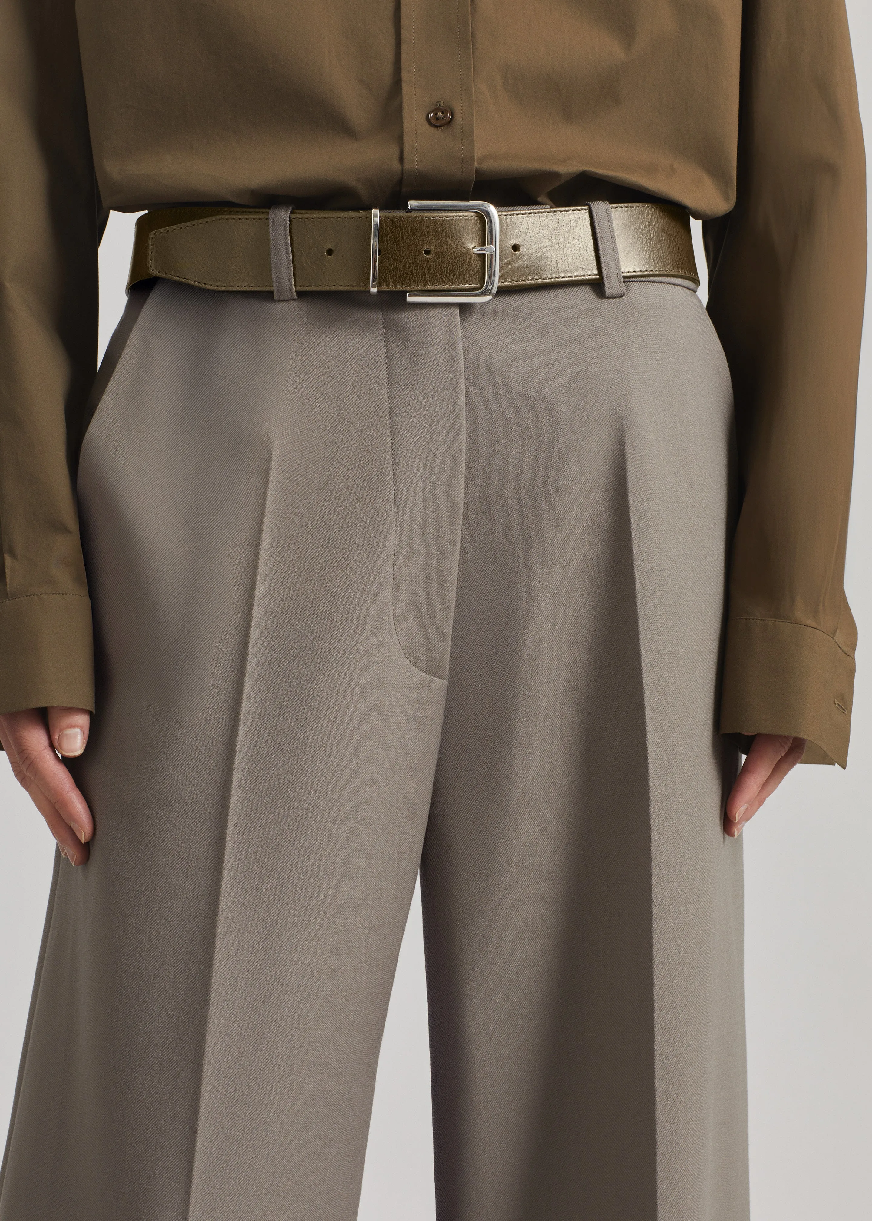 Sarno Leather Belt - Olive/Silver sold by Frankie Shop product image thumbnail 4