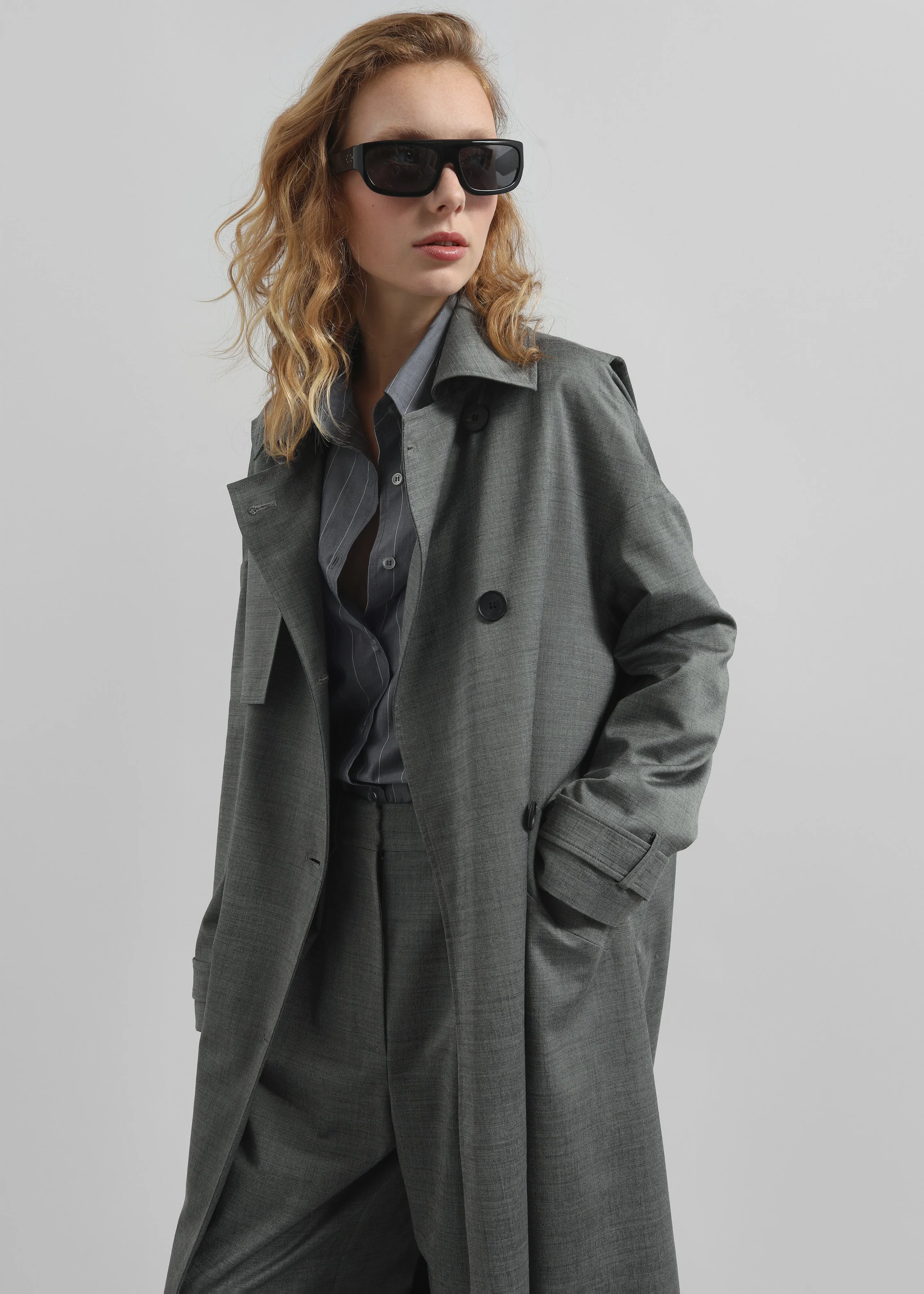 Galles Long Cape Trench - Grey Melange sold by Frankie Shop product image thumbnail 4