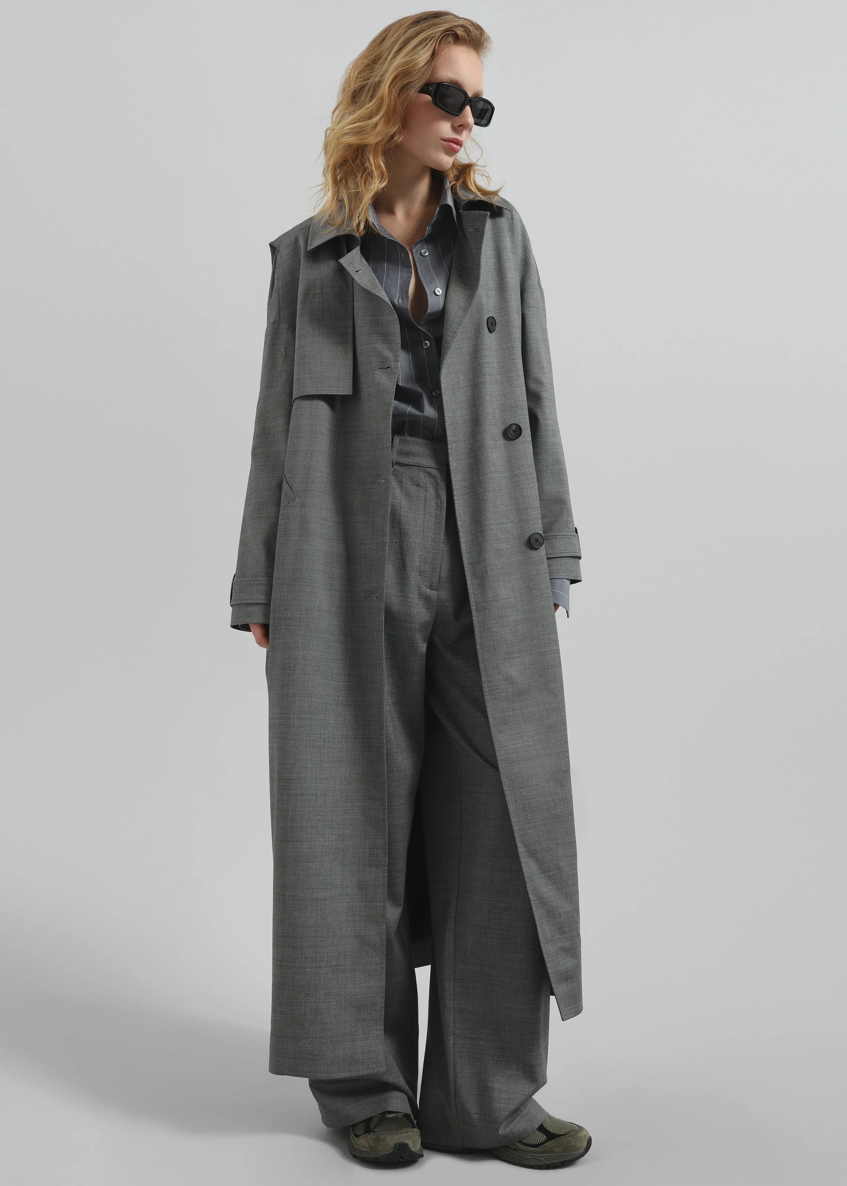 Galles Long Cape Trench - Grey Melange sold by Frankie Shop product image thumbnail 5
