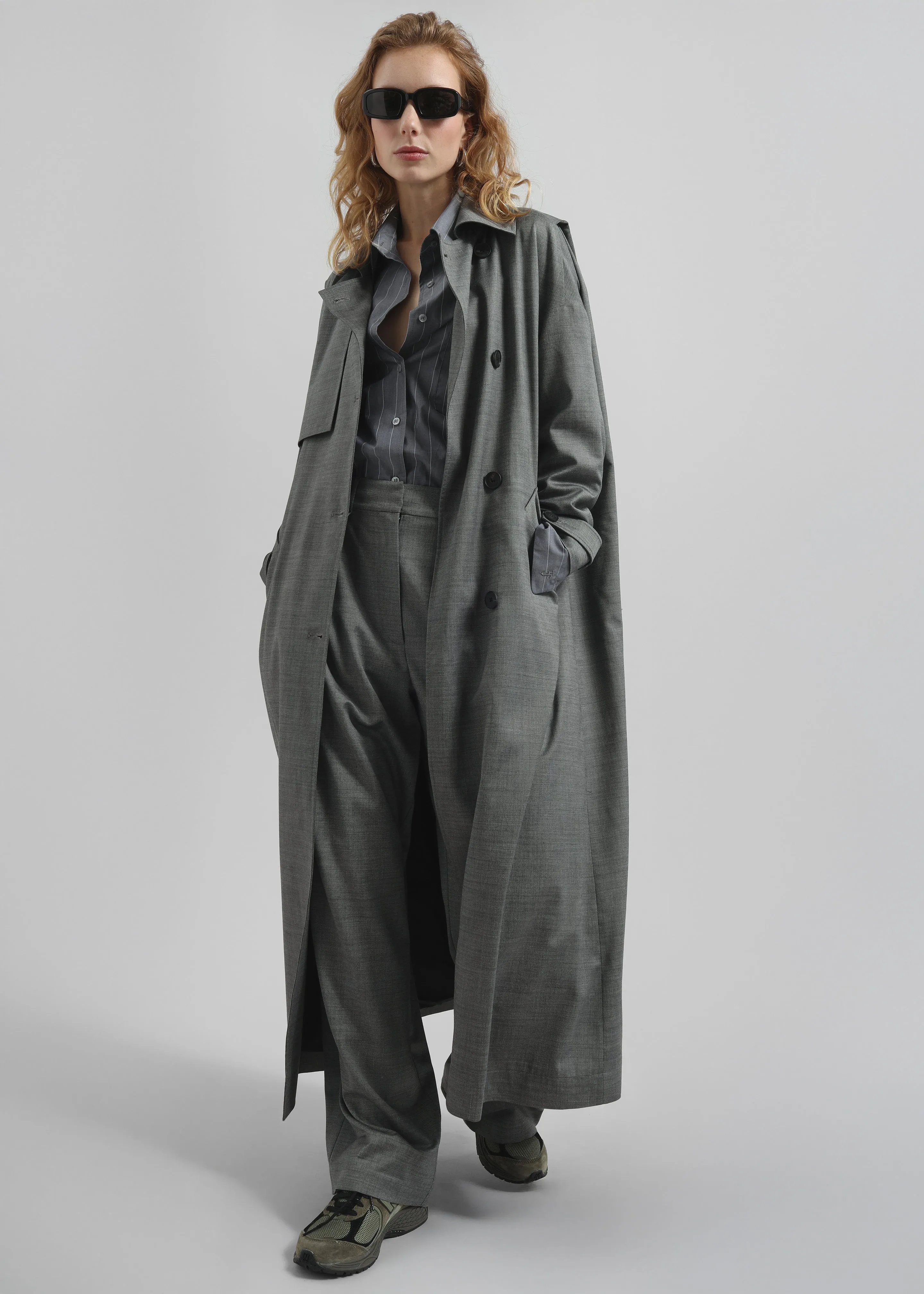 Galles Long Cape Trench - Grey Melange sold by Frankie Shop product image thumbnail 2