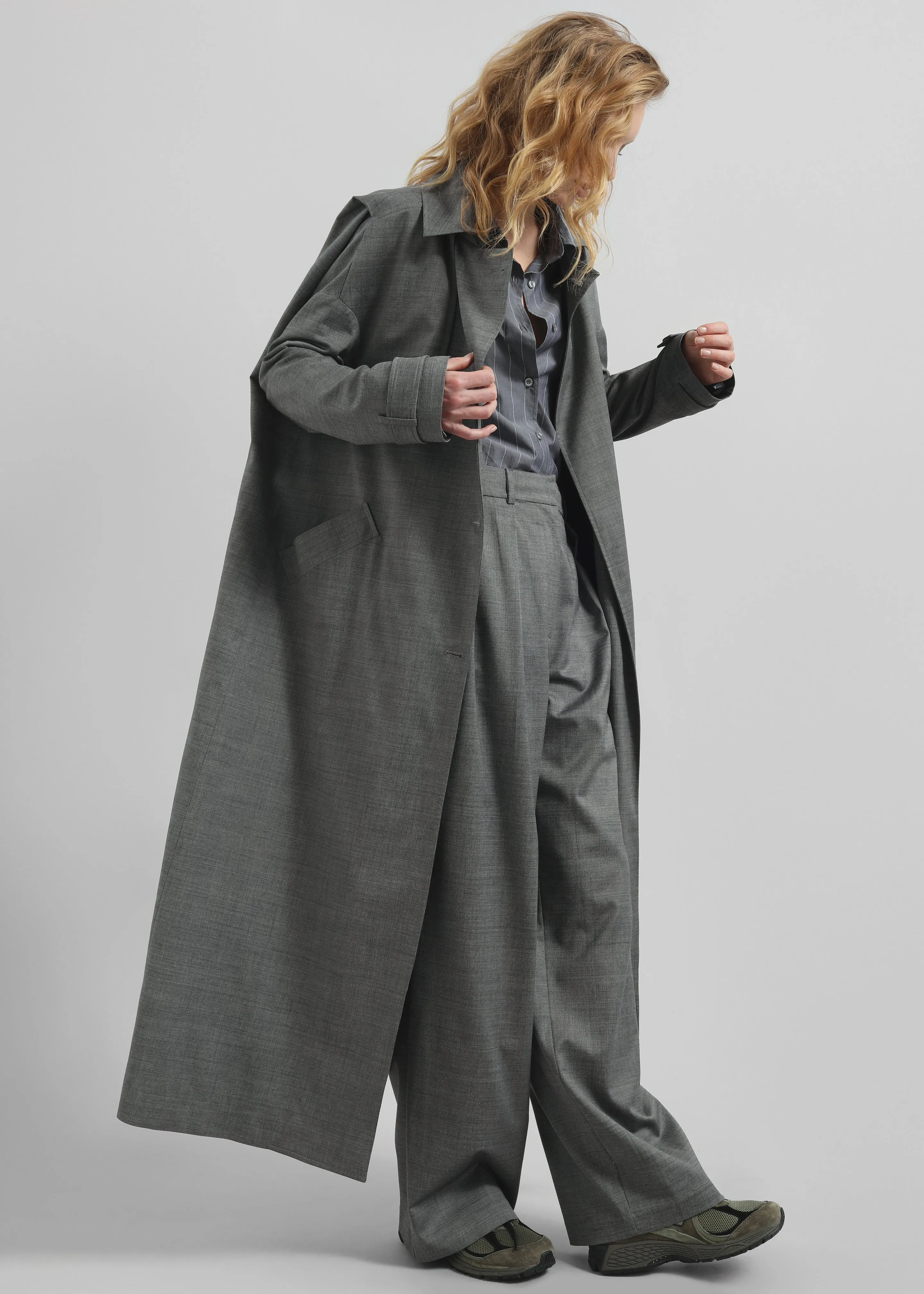Galles Long Cape Trench - Grey Melange sold by Frankie Shop product image thumbnail 3