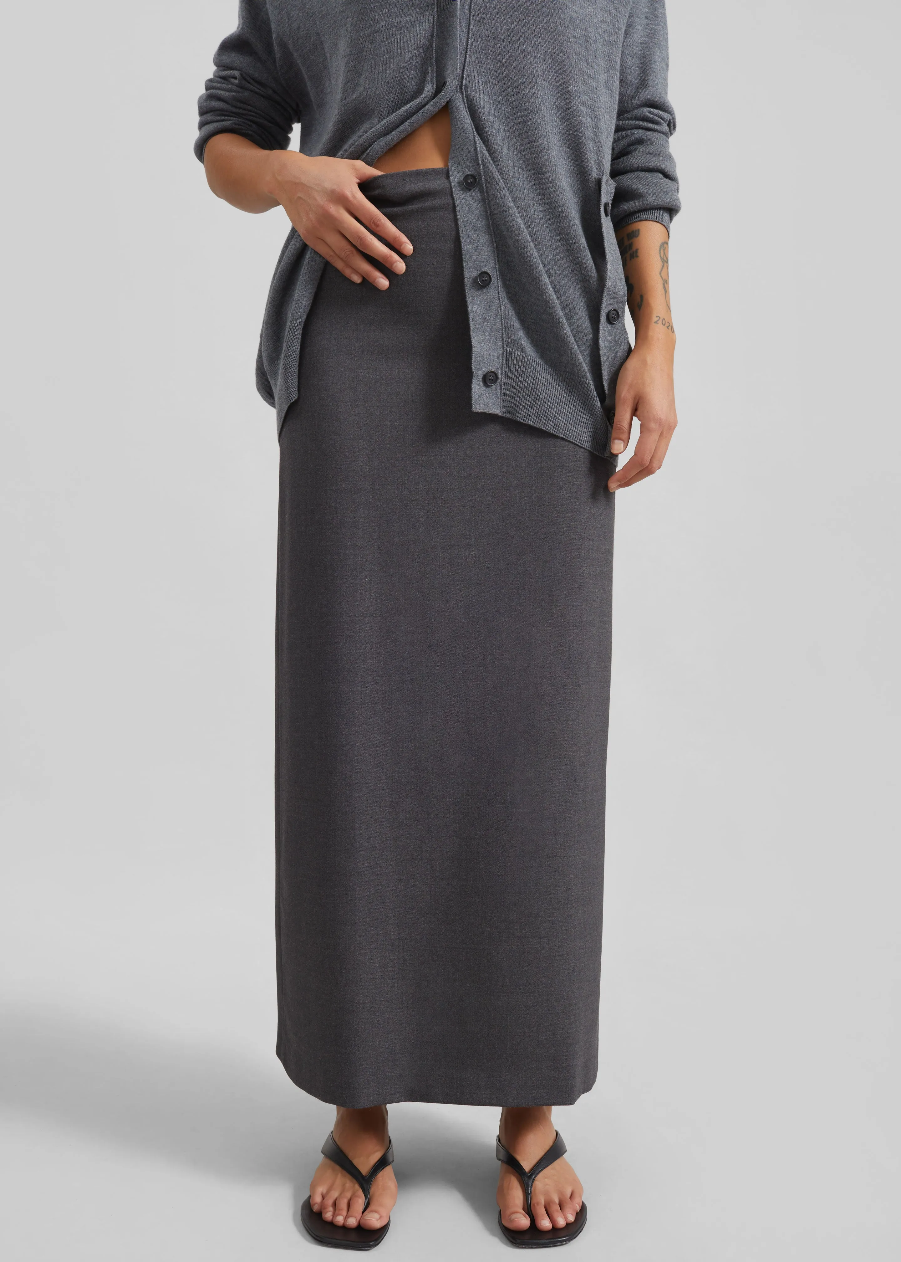 Loulou de Saison Samos LDS Long Pencil Skirt - Anthracite Melange sold by Frankie Shop product image thumbnail 4